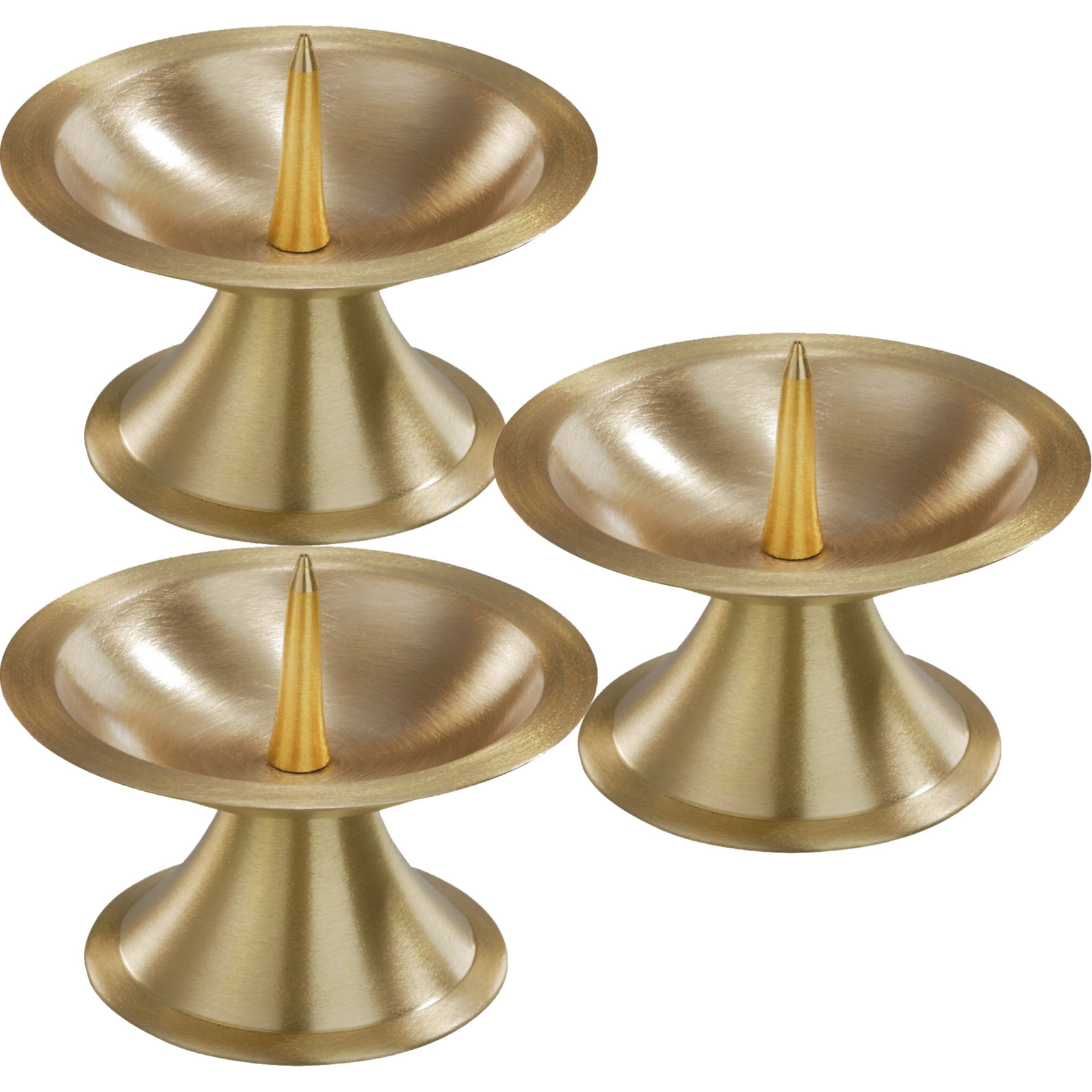 Trend Candles Luxe kaarsenhouder voor stompkaarsen - 3x - goud - metaal - voor kaarsen van 5-6 cm -