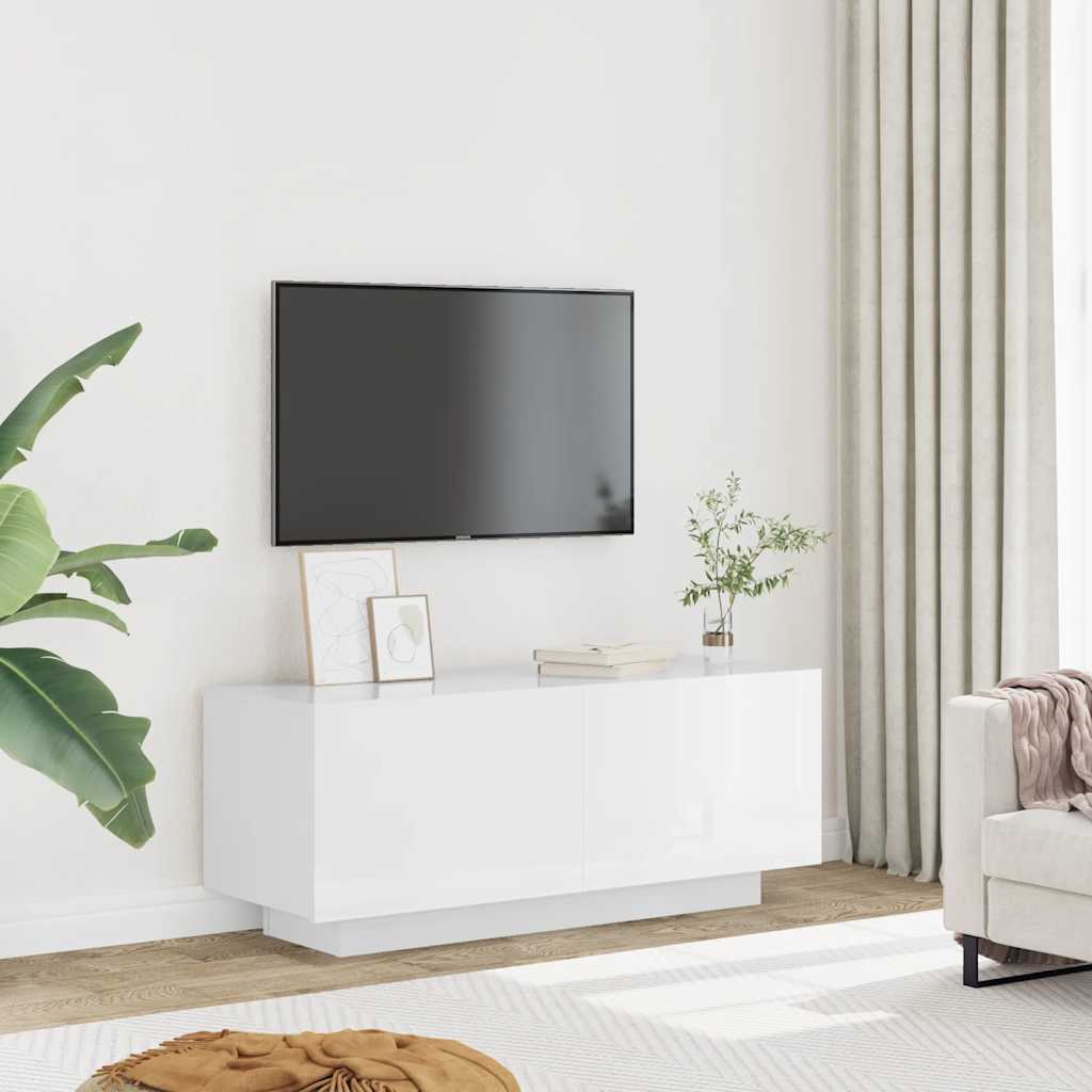 vidaXL Tv-meubel 100x35x40 cm bewerkt hout hoogglans wit