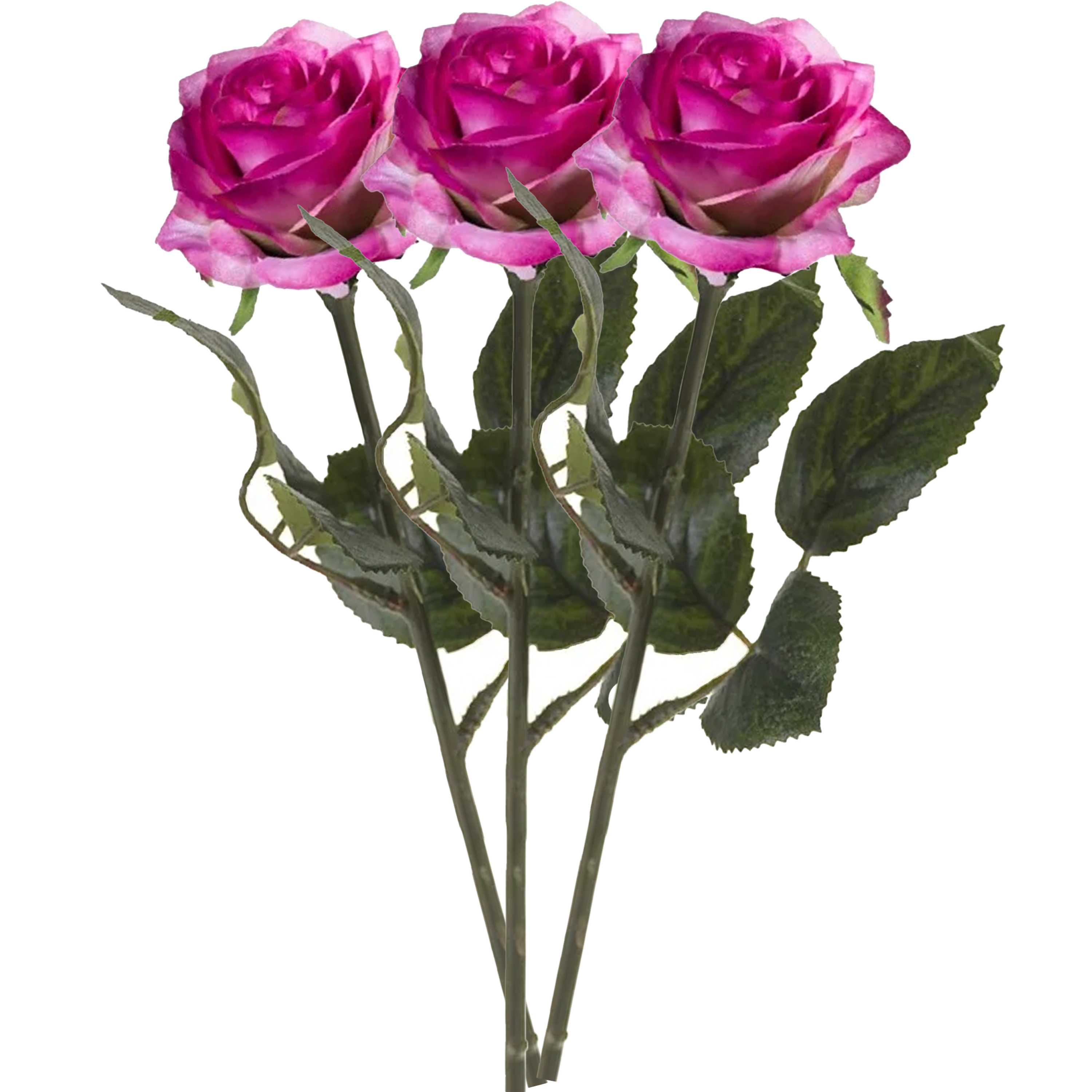 Emerald Kunstbloemen roos - rozen - Simone - fuchsia - 45 cm - decoratie bloemen -