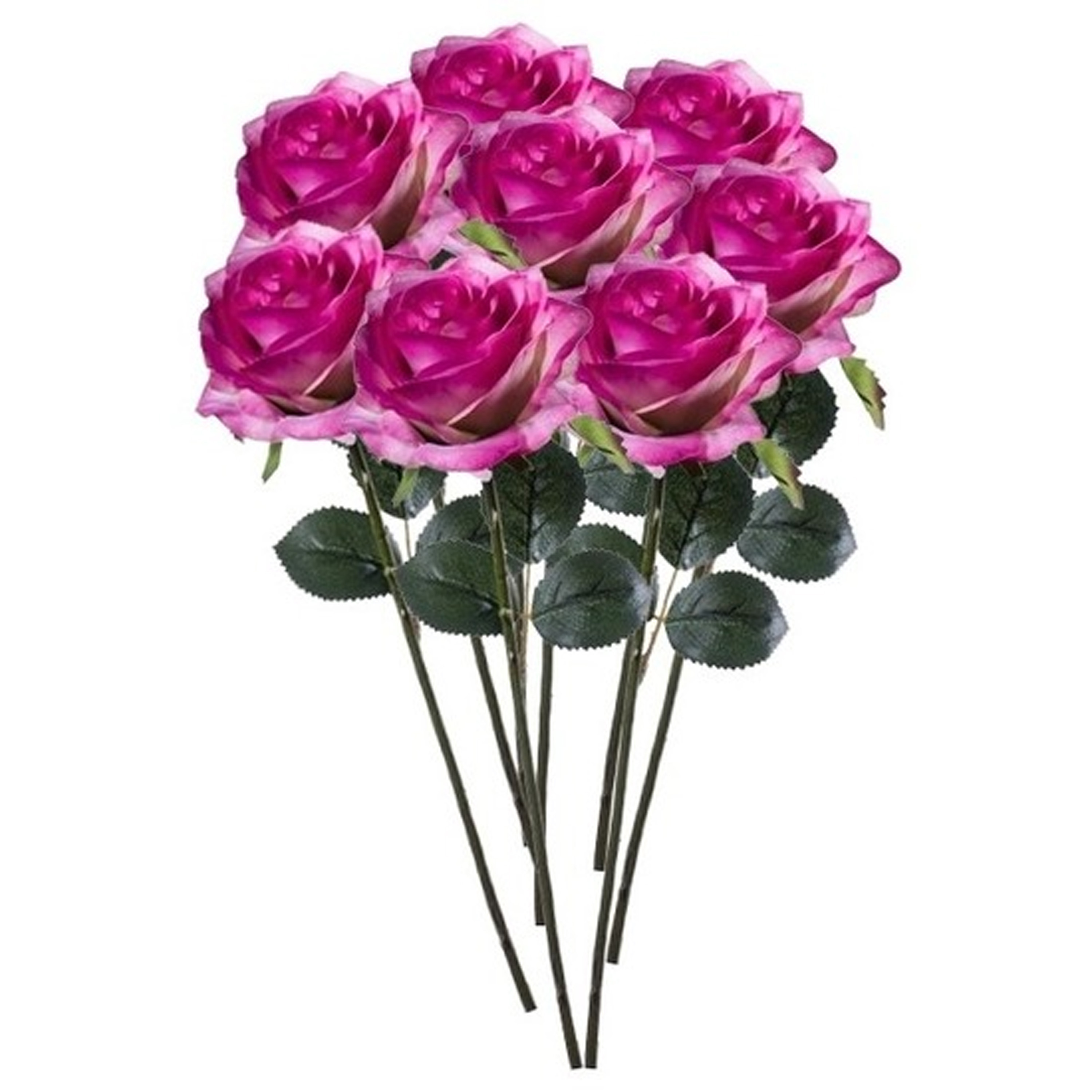 Emerald Kunstbloemen roos - 8x - rozen - Simone - fuchsia - 45 cm - decoratie bloemen -