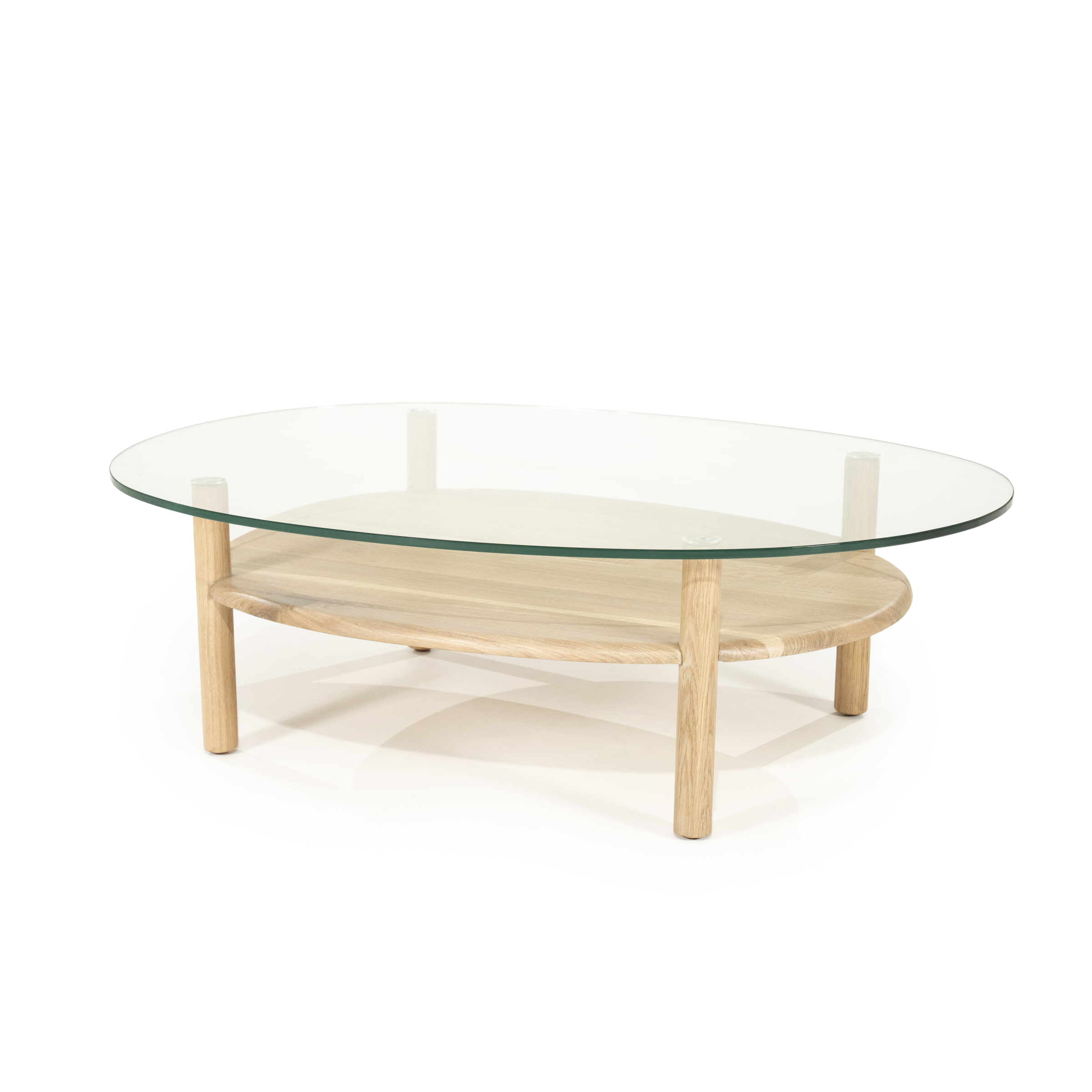 Eleonora Organische Salontafel Cleo Glas en eikenhout, 101 x 73cm - Naturel