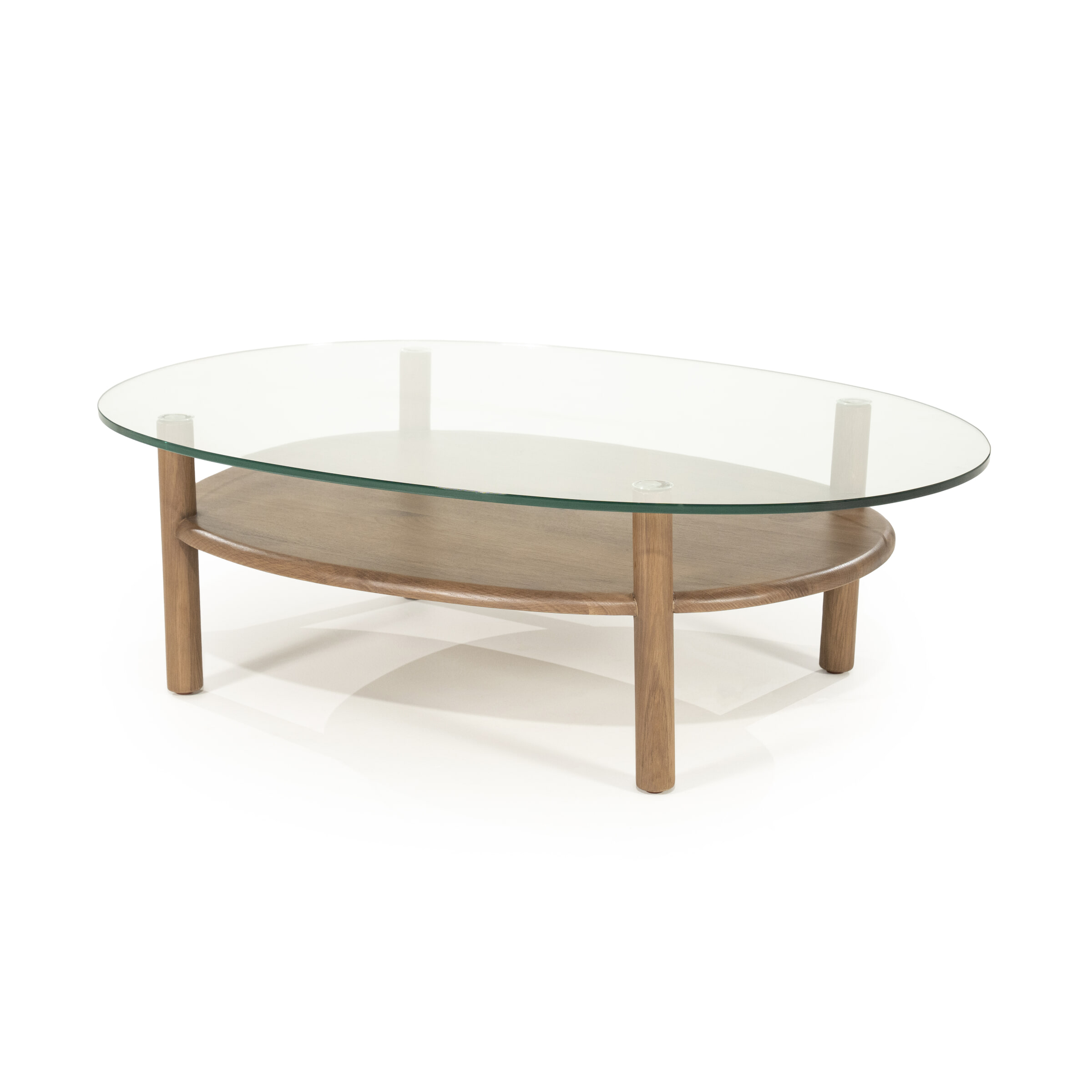 Eleonora Organische Salontafel Cleo Glas en eikenhout, 101 x 73cm - Lichtbruin