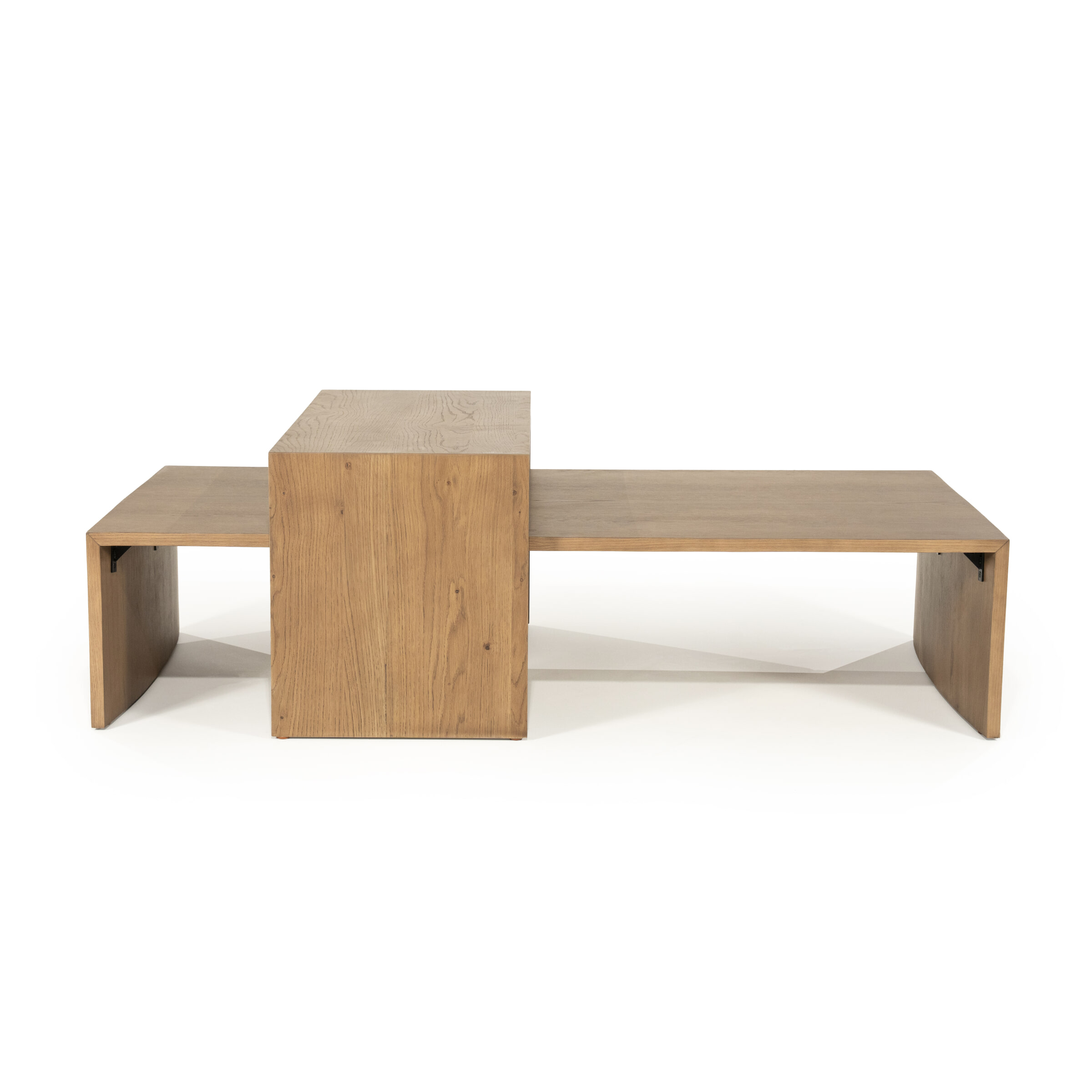 Eleonora Salontafel Flo Eikenfineer, Set van 2 stuks - Lichtbruin