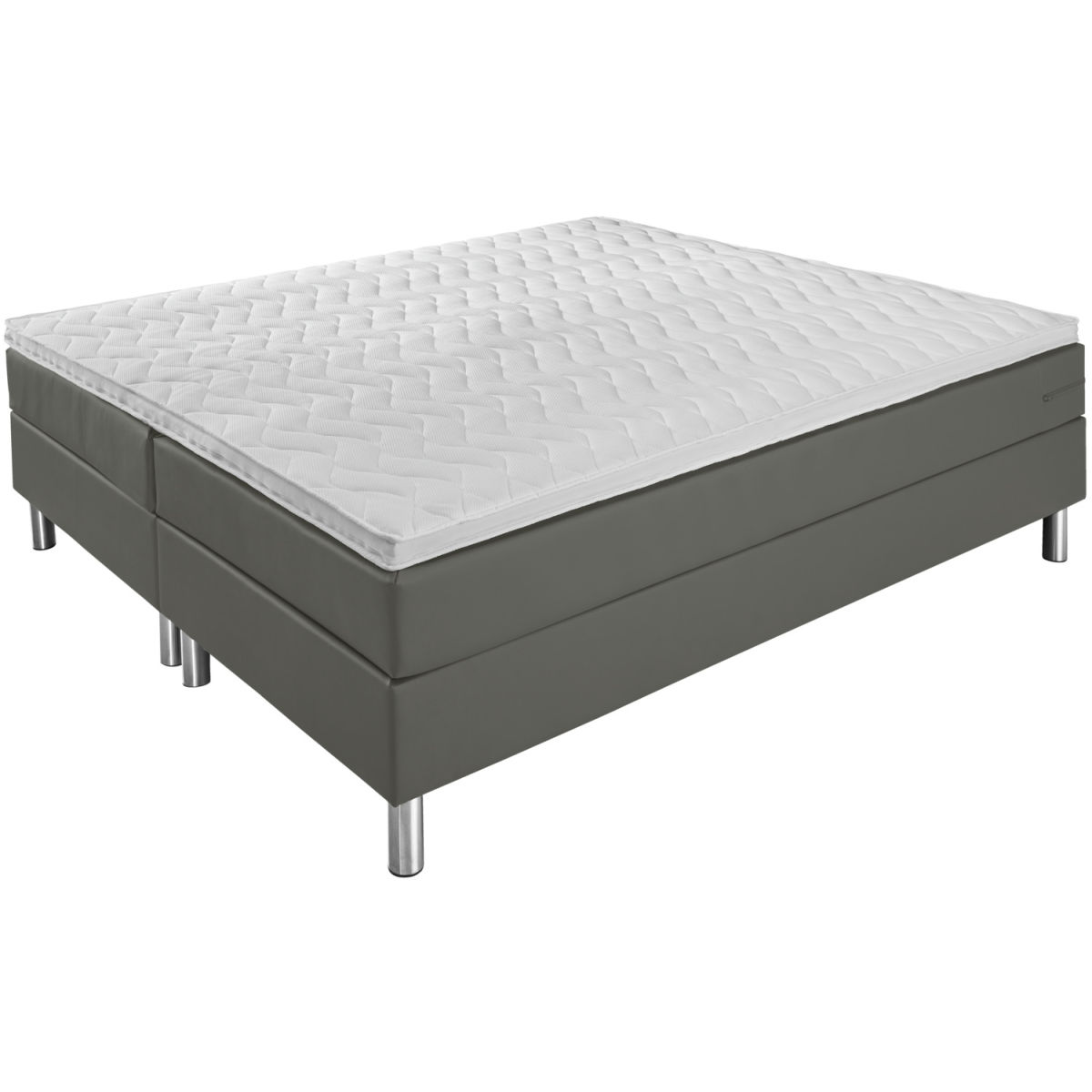 Vega Boxspringbed Premium Synthetisch leer, zonder hoofdbord; 200x200x69 cm (BxLxH); donkergrijs; hard