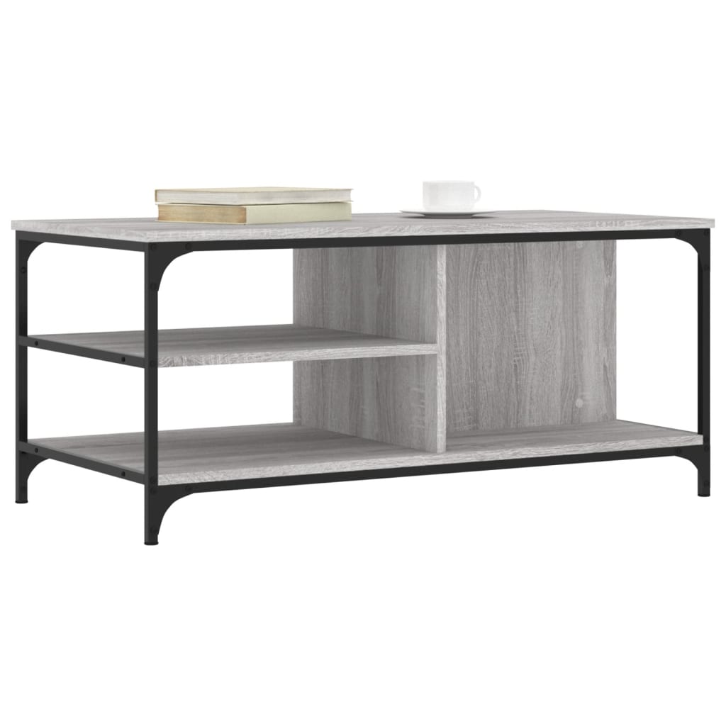 vidaXL Salontafel 100x50x45 cm bewerkt hout grijs sonoma