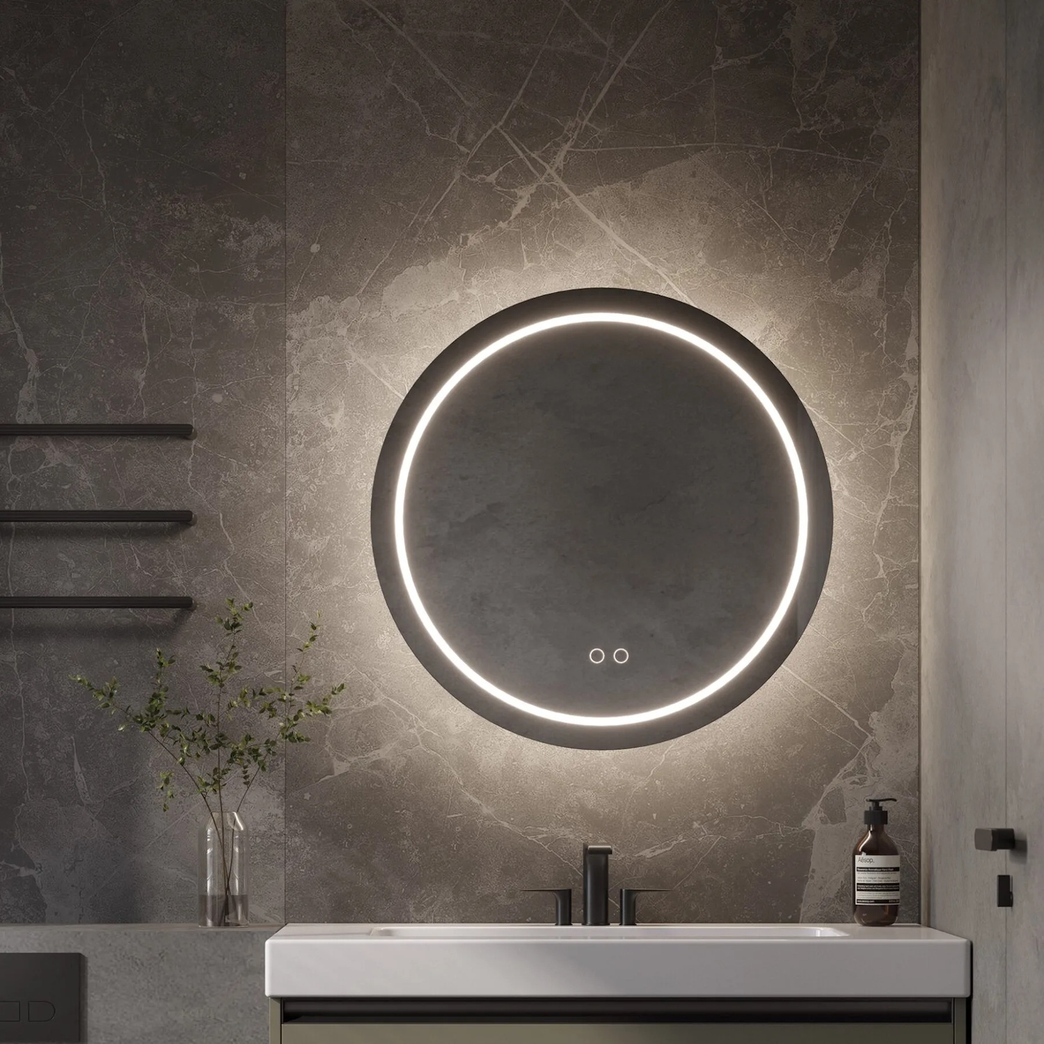 Martens & Meijer Spiegel  Frankfurt Rond 60 cm met Directe & Indirecte Verlichting Rondom, Incl. Verwarming & Dimbare Touch