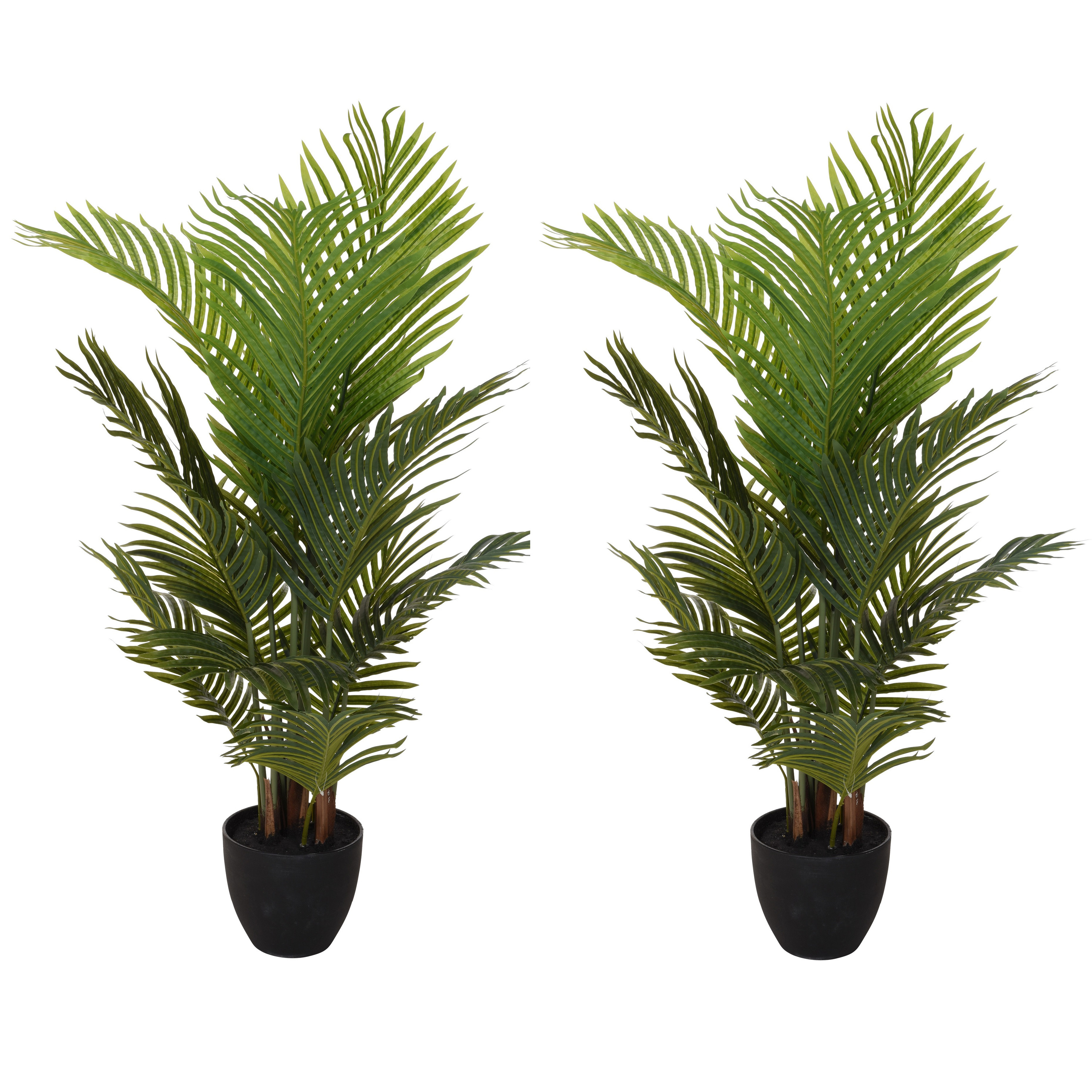 Merkloos Kunstplant Goudpalm - 2x - groen - 94 cm - in pot - kamerplant - nepplant - Palm -
