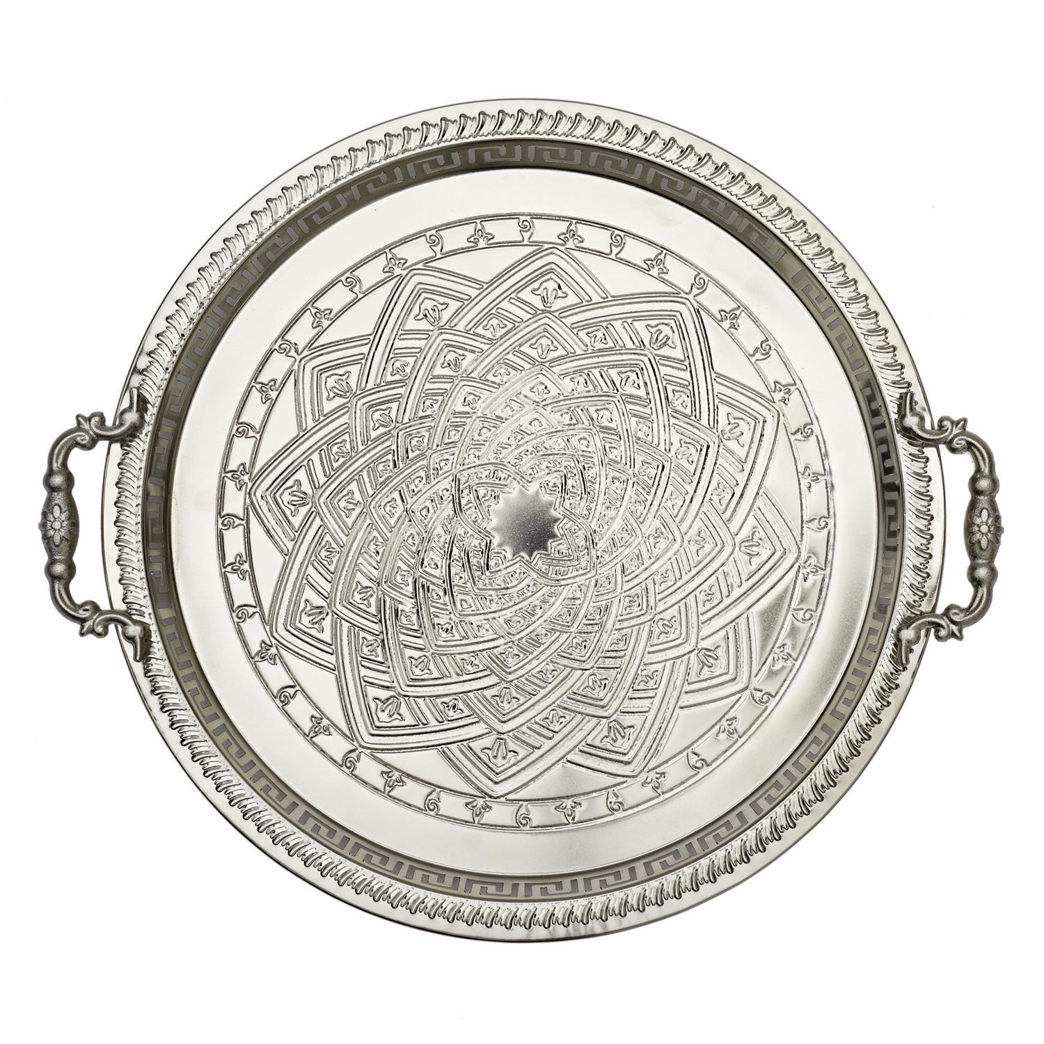 Home Deco Factory Marrakech dienblad - sierlijk metaal - Rond - D42cm - kaarsenbord -