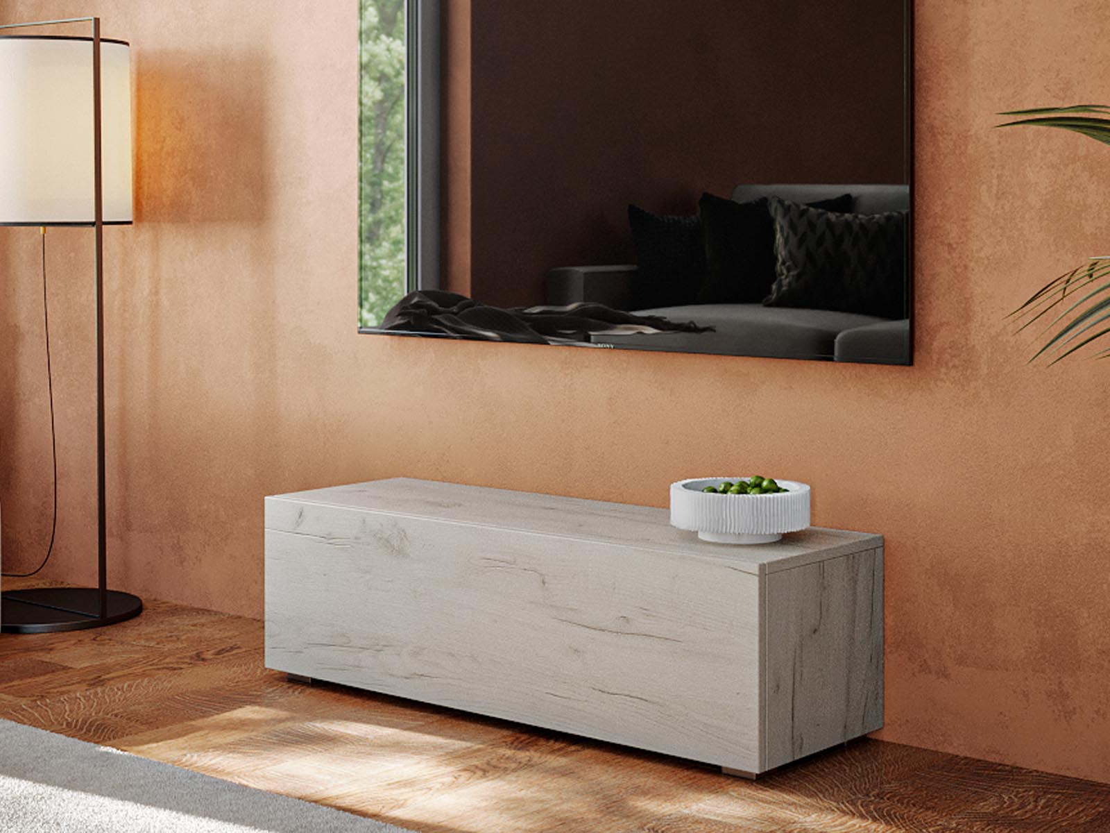 Mobistoxx Tv-meubel MARLEY 1 klapdeur 105 cm gebleekte eik zonder salontafel