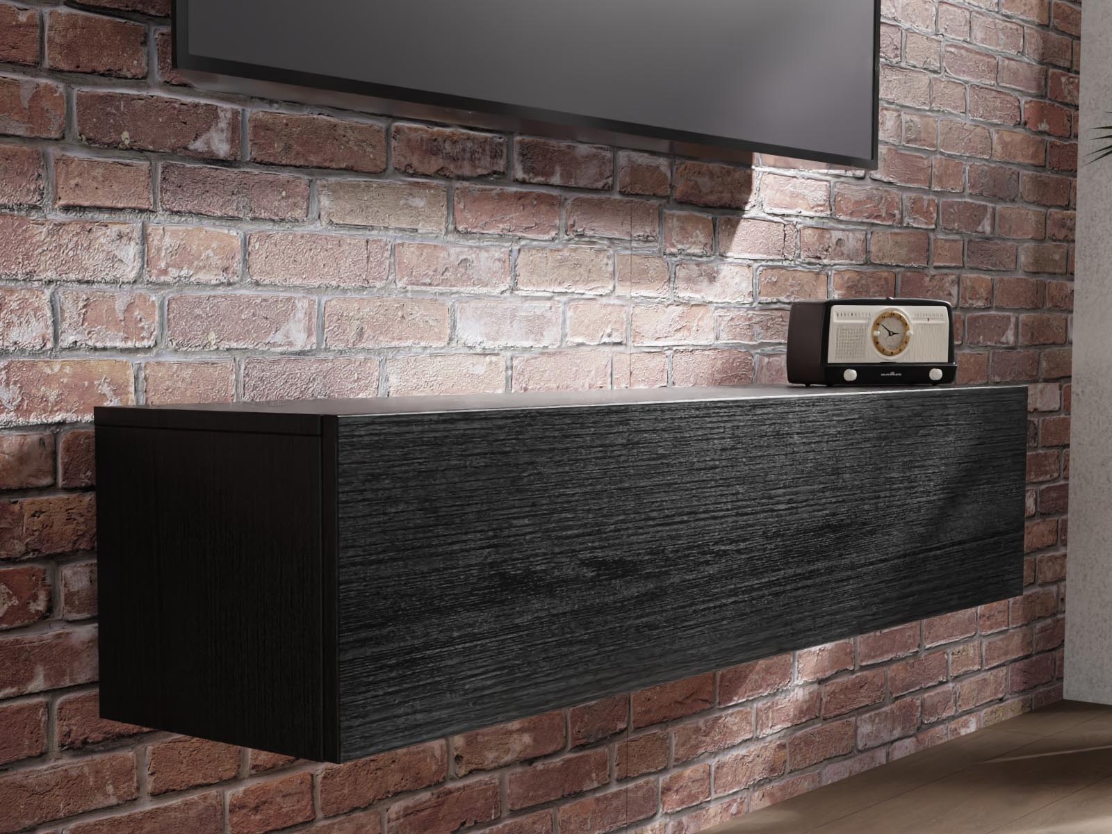 Merkloos Tv-meubel MARLEY 1 klapdeur 140 cm zwart eik