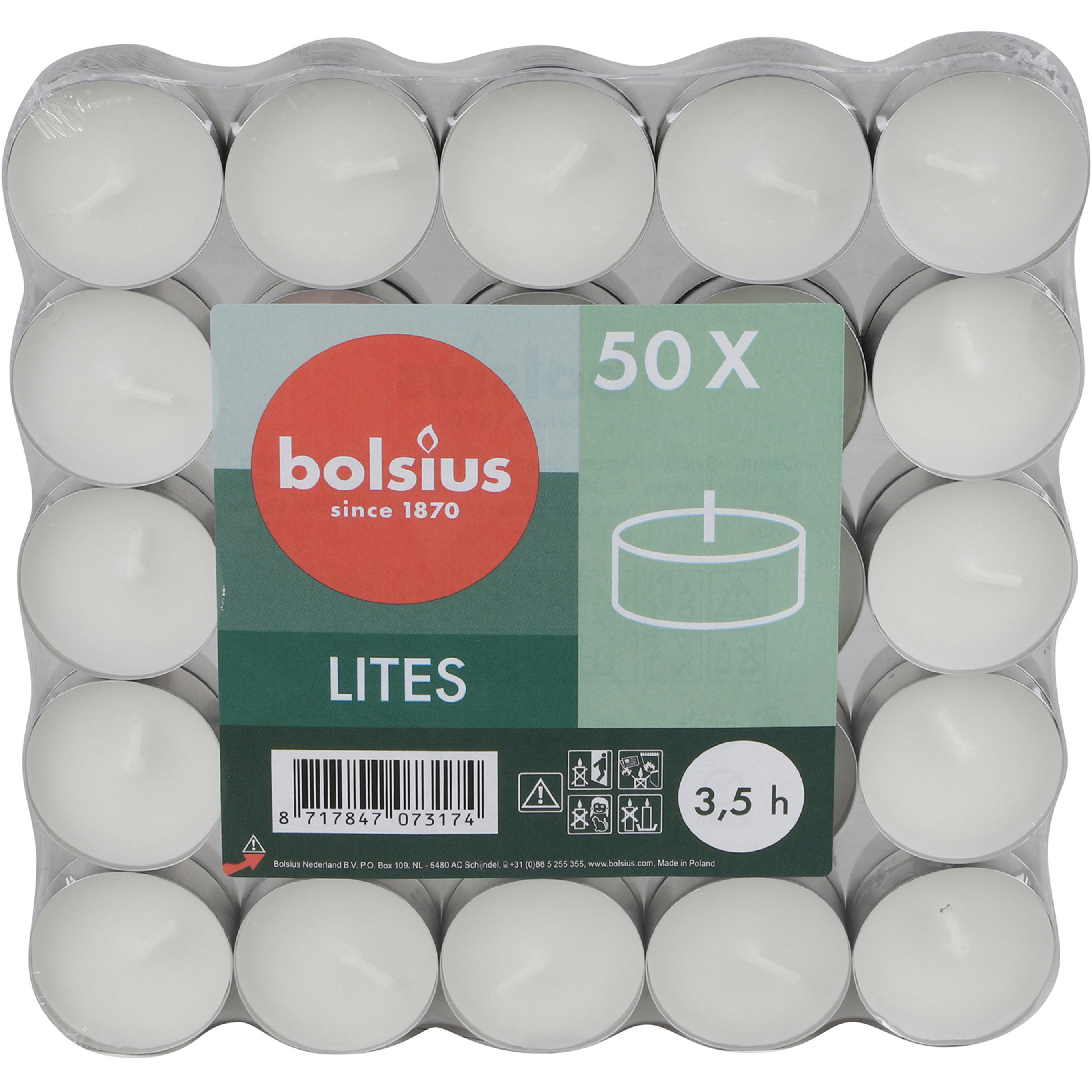 Bolsius Waxine/theelichtjes - 50x stuks - 3,5 branduren - theelichtjes - kaarsjes -
