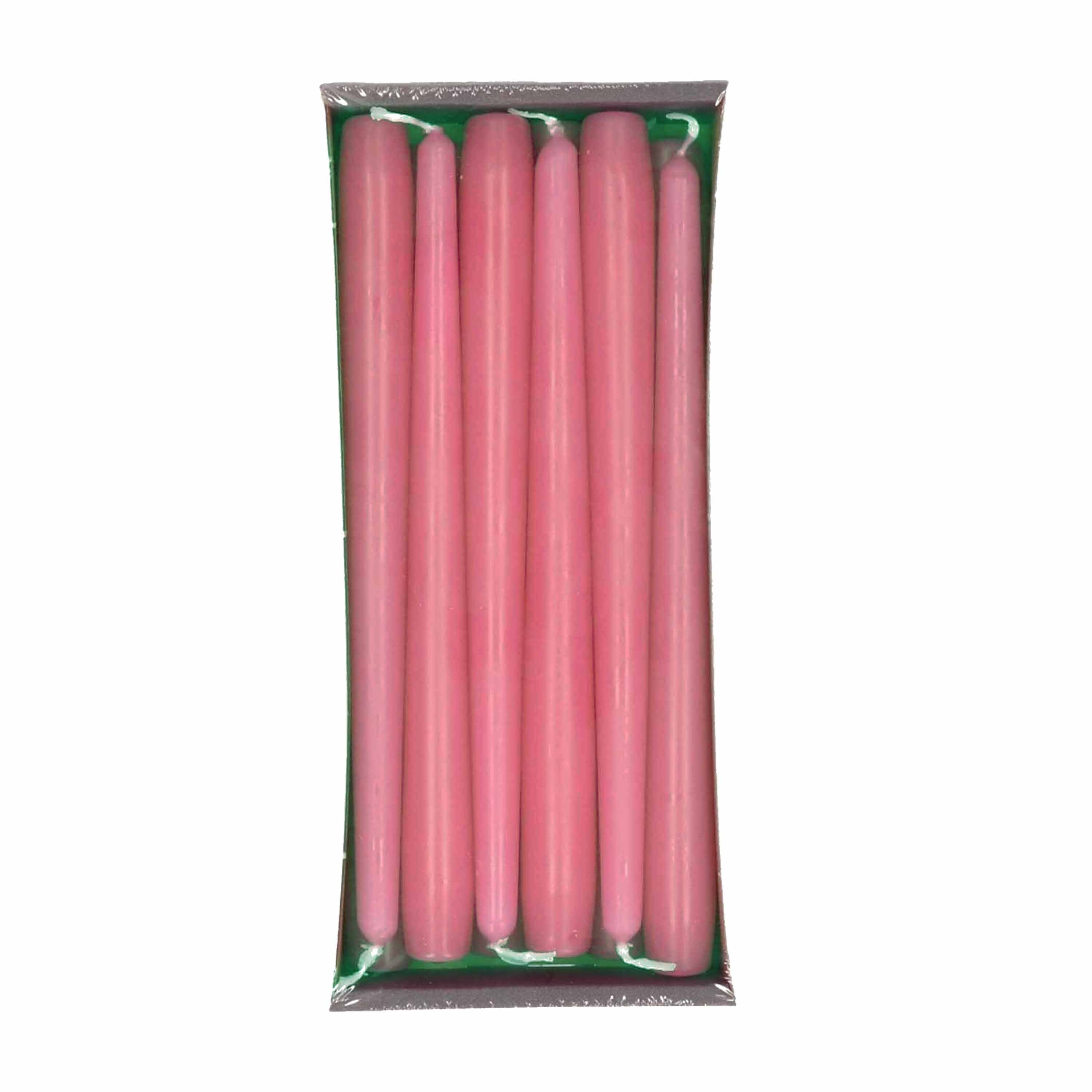 Enlightening Candles Dinerkaarsen - 12x stuks - roze - 8 branduren - 25 cm - kandelaar kaarsen -
