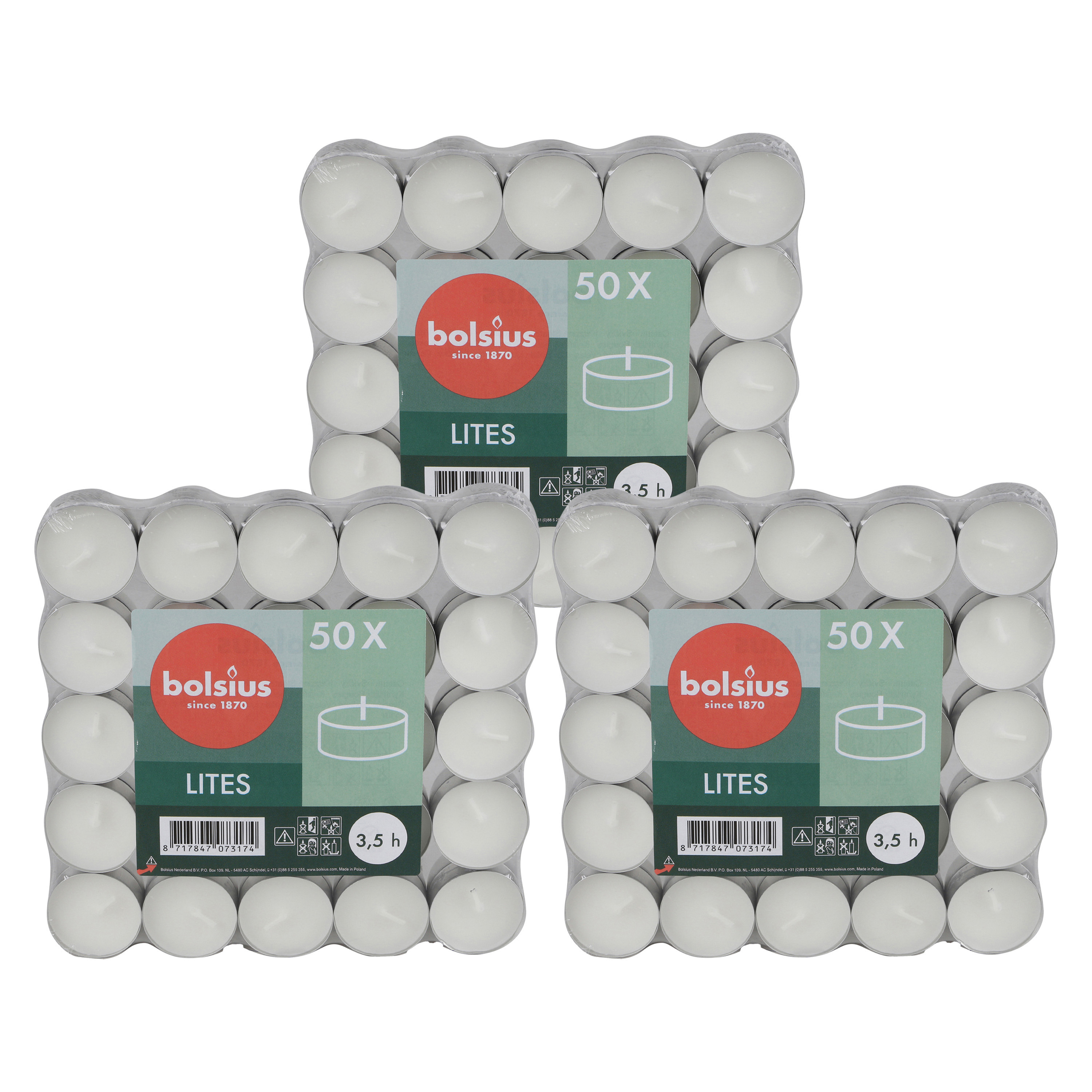 Bolsius Waxine/theelichtjes - 150x stuks - 3,5 branduren - theelichtjes - kaarsjes -