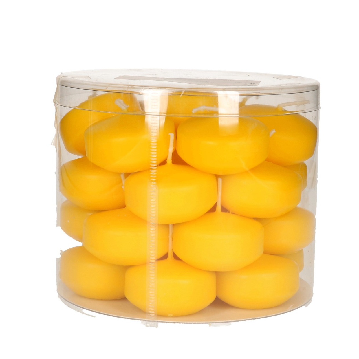 Enlightening Candles Drijfkaarsen - 28x stuks - geel - ca 4 branduren - dia 5 cm - sfeerkaarsen -