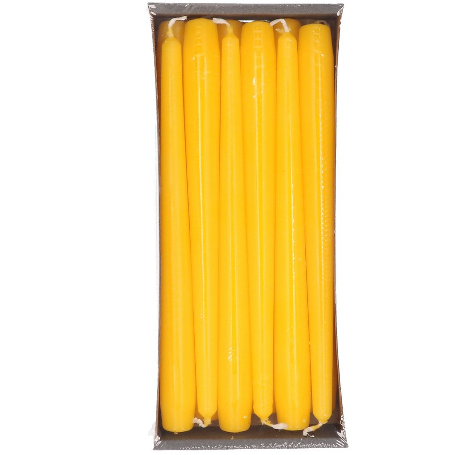 Enlightening Candles Dinerkaarsen - 24x stuks - geel - 8 branduren - 25 cm - kandelaar kaarsen -