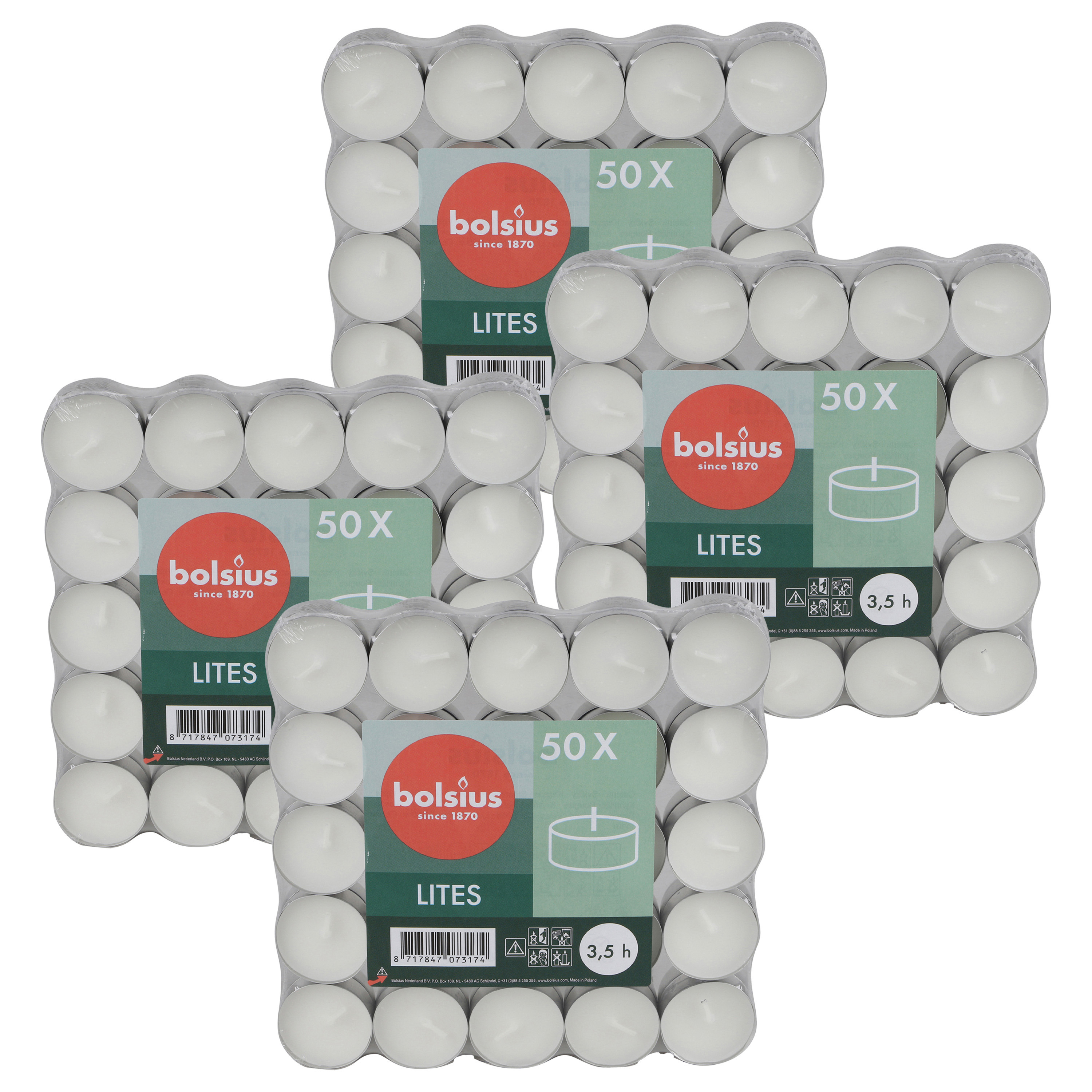 Bolsius Waxine/theelichtjes - 200x stuks - 3,5 branduren - theelichtjes - kaarsjes -