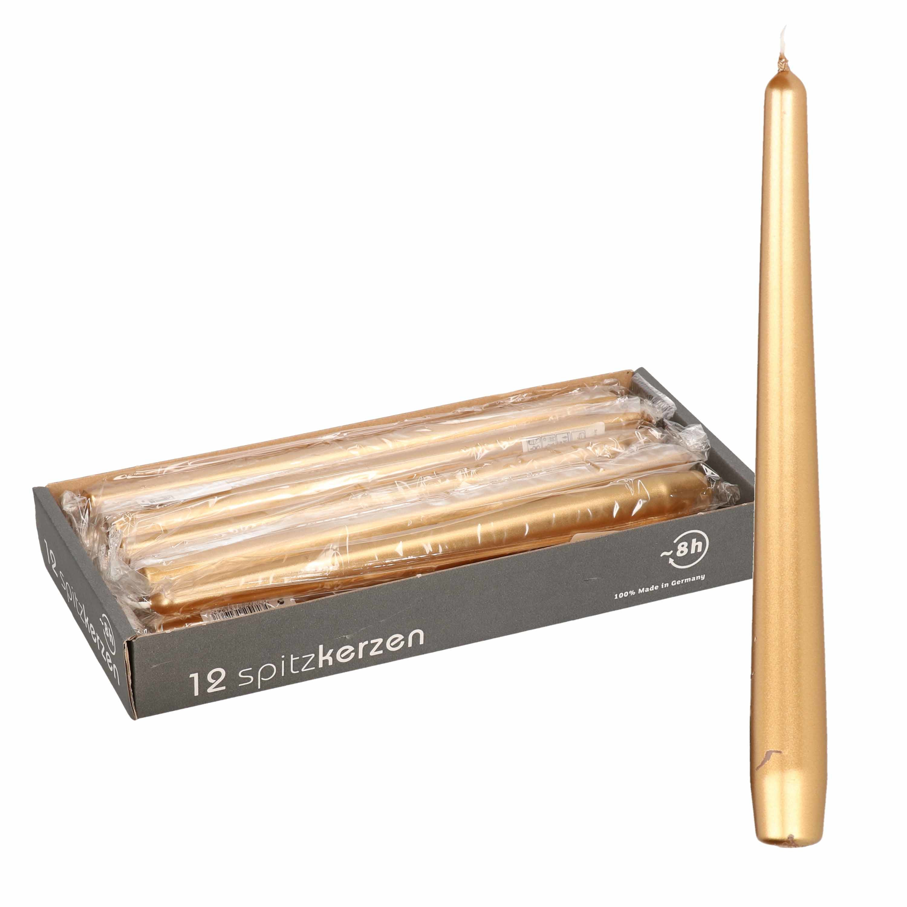 Enlightening Candles 24x Metallic gouden dinerkaarsen 25 cm 8 branduren -