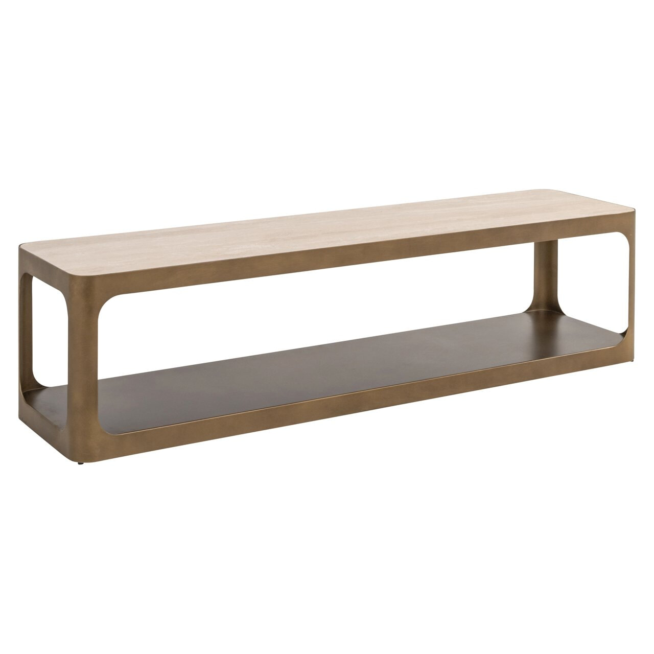 Richmond Interiors Richmond TV-meubel Claridge Keramiek/Glas en ijzer, 160cm - Zand