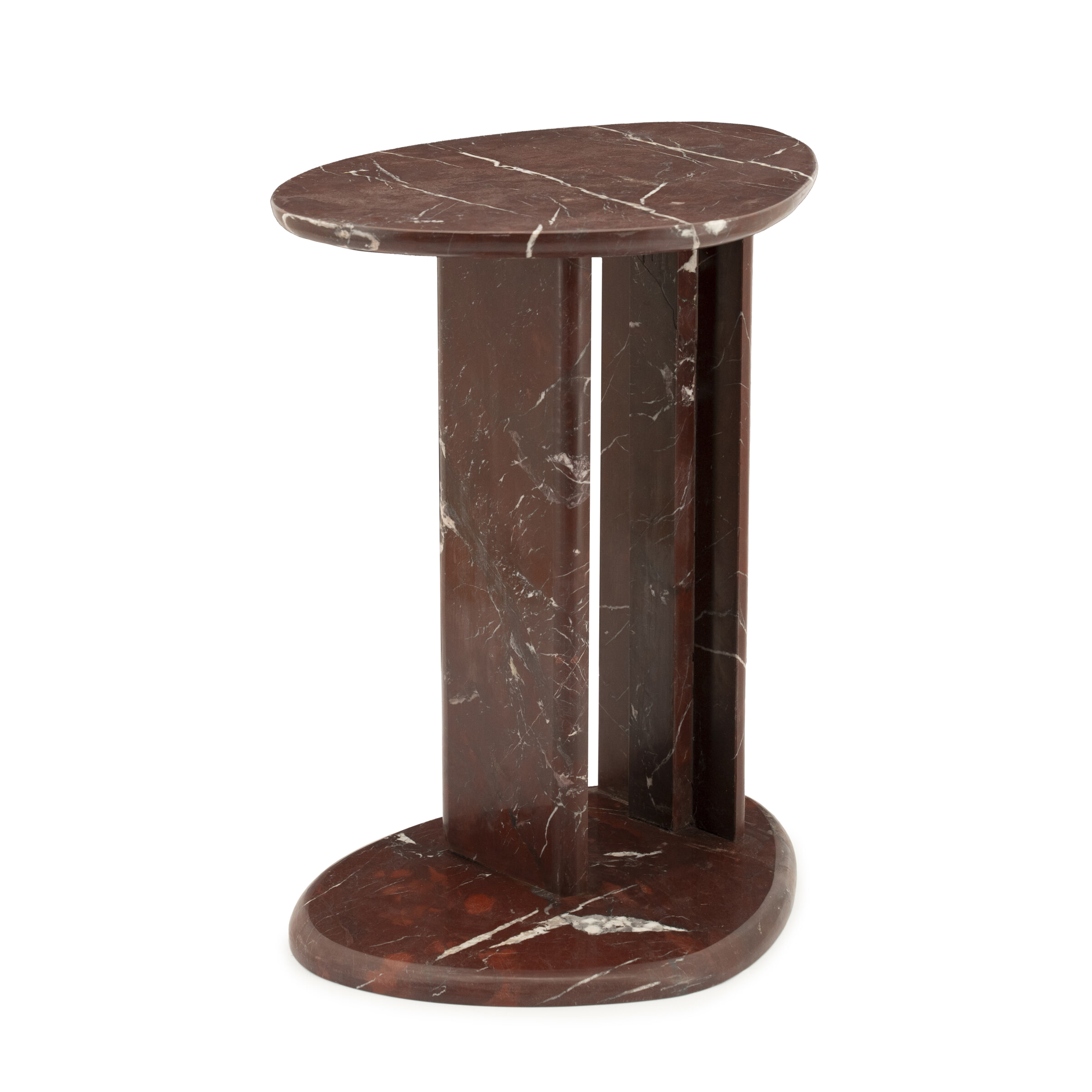 By-Boo Organische Bijzettafel Lior Marmer, 46 x 35cm - Rood