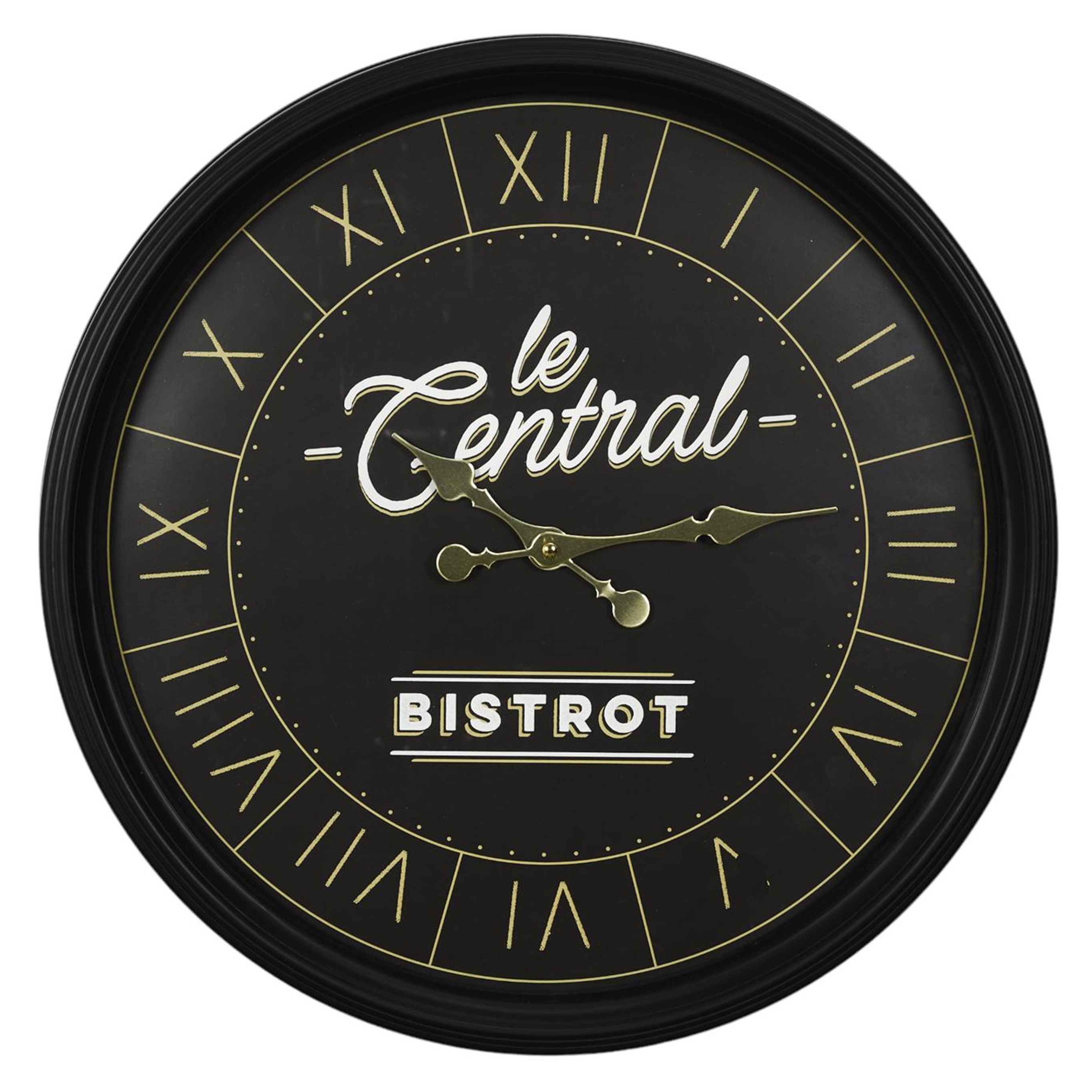 Home Deco Factory Wandklok Vintage bistro - zwart - kunststof - D50cm -