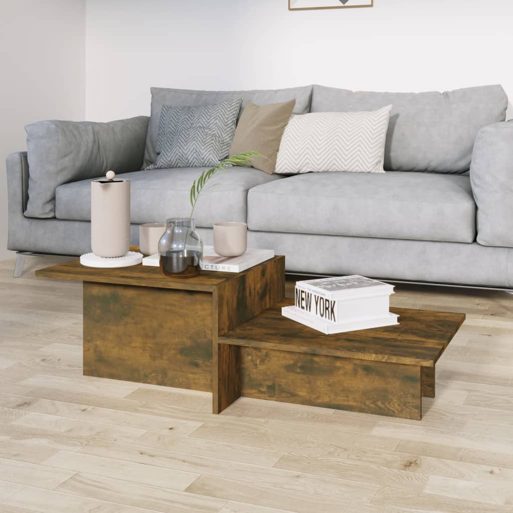 vidaXL Salontafel 111,5x50x33 cm bewerkt hout gerookt eikenkleurig