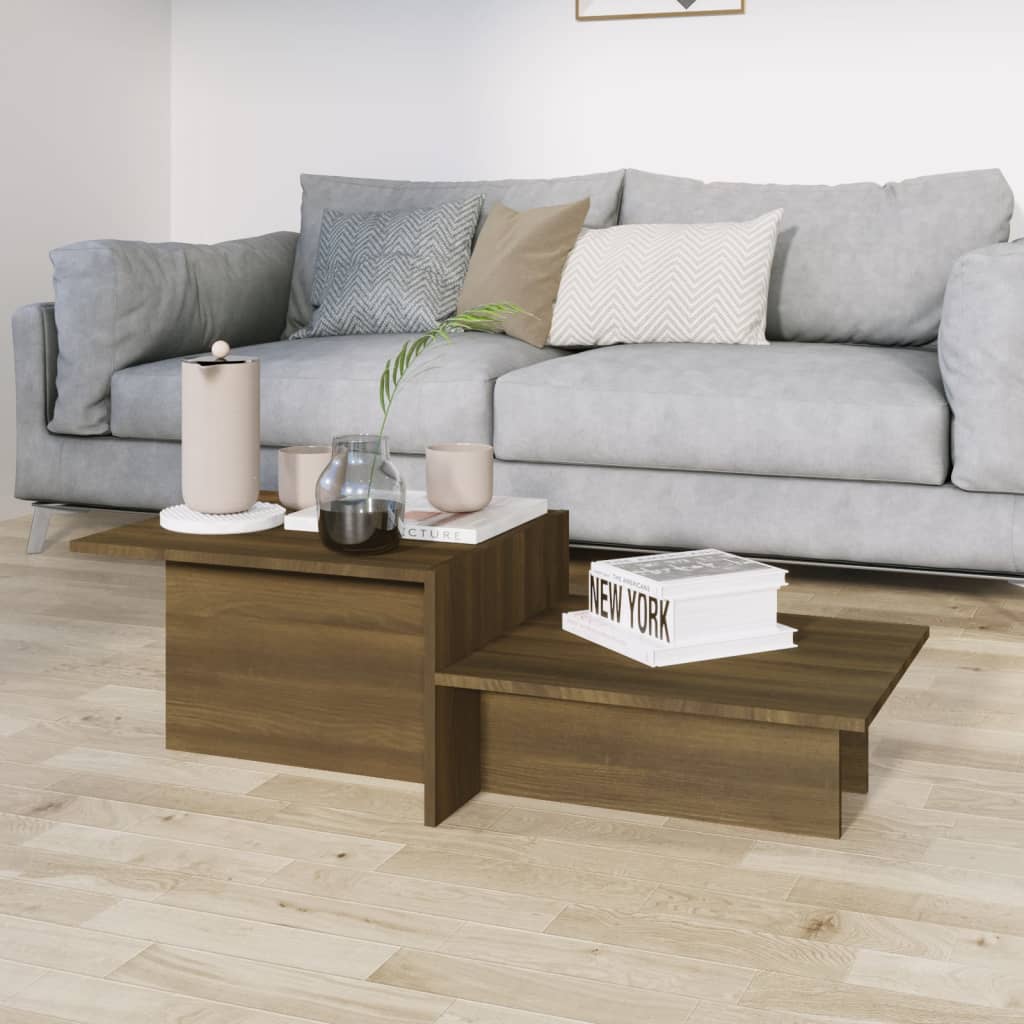 vidaXL Salontafel 111,5x50x33 cm bewerkt hout bruin eikenkleur