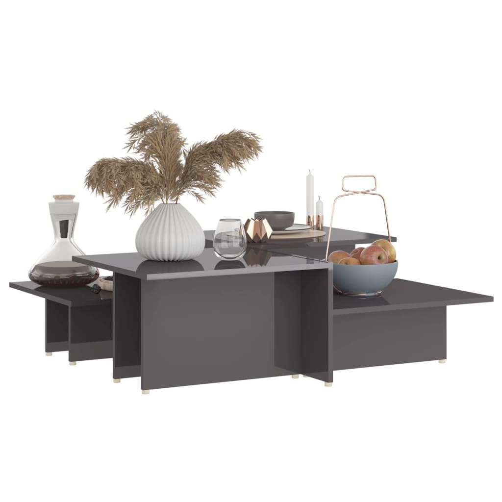 vidaXL Salontafels 2 st 111,5x50x33 cm bewerkt hout hoogglans grijs
