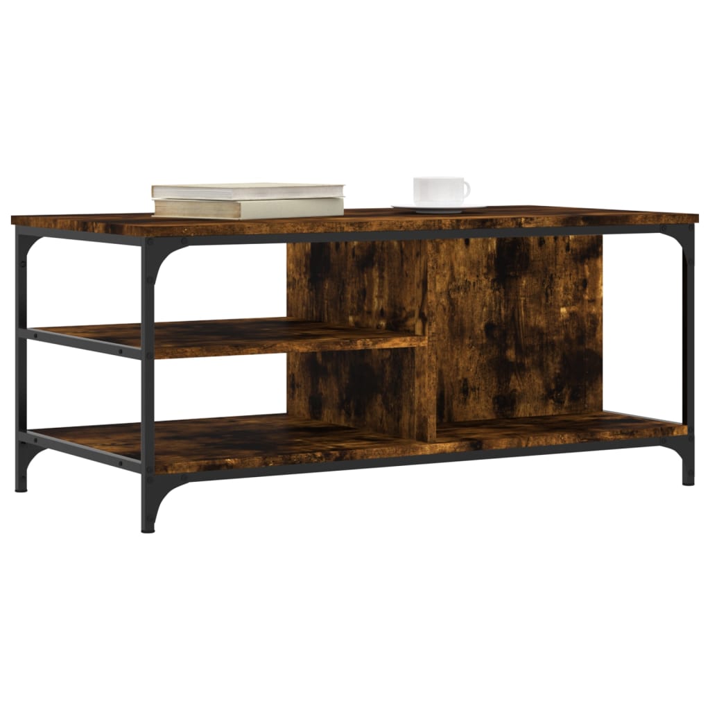 vidaXL Salontafel 100x50x45 cm bewerkt hout gerookt eikenkleurig