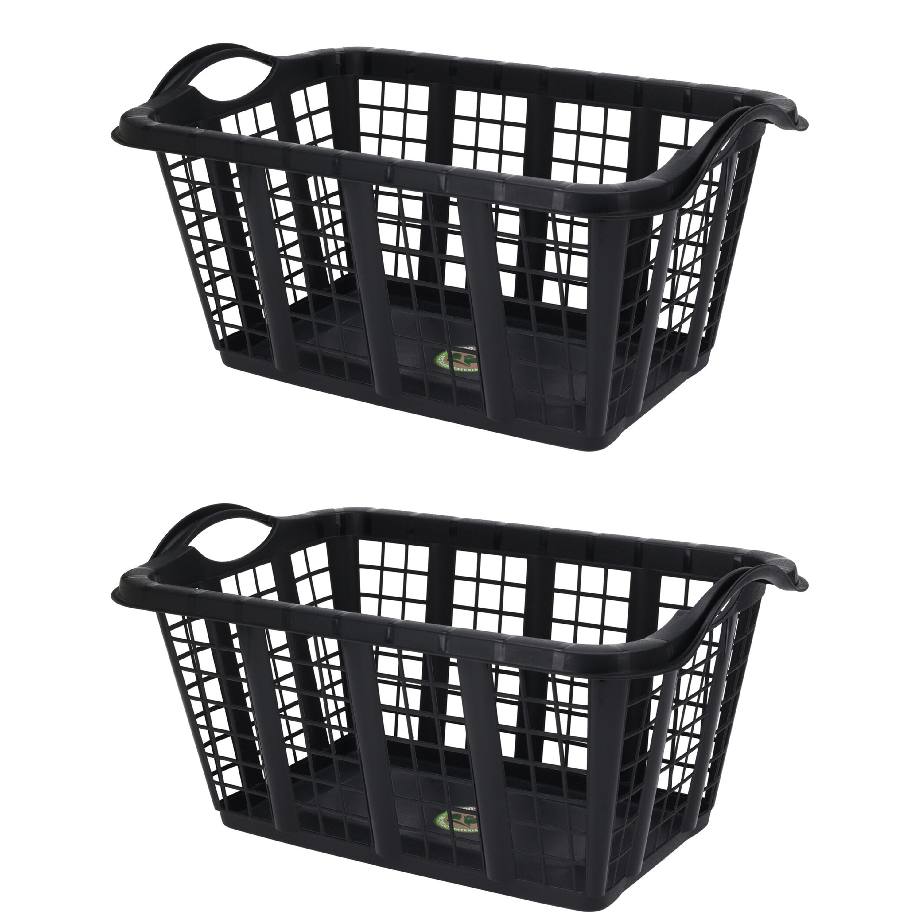 Storage Solutions wasmand met handvatten - 2x - zwart - liter - 60 x x 30 cm -