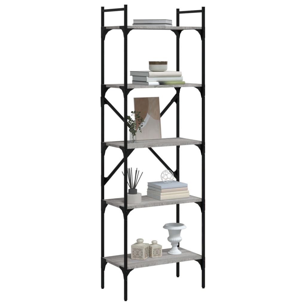 vidaXL Boekenkast 5-laags 56x31,5x174 cm bewerkt hout grijs sonoma