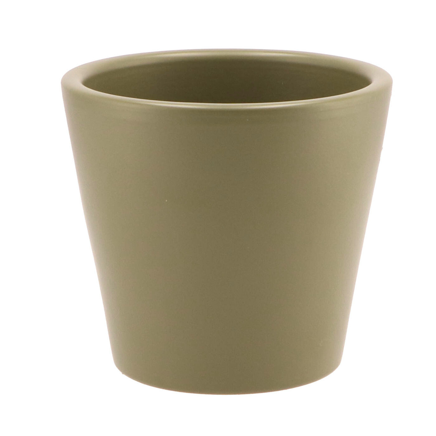 DK Design bloempot/plantenpot - Vinci - olijfgroen mat - voor kamerplant - D13 x H15 cm -