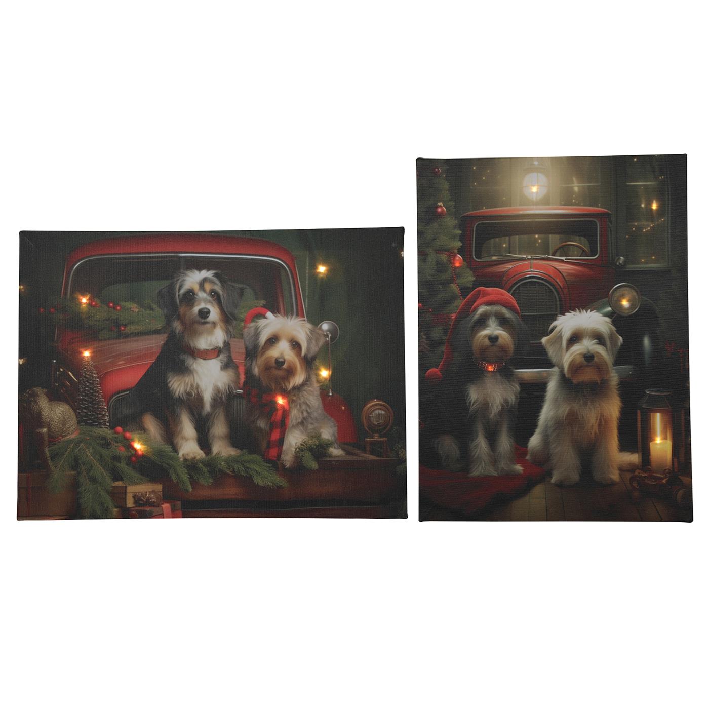 Svenska Living LED Kerst canvas honden 2xAA 30x40cm