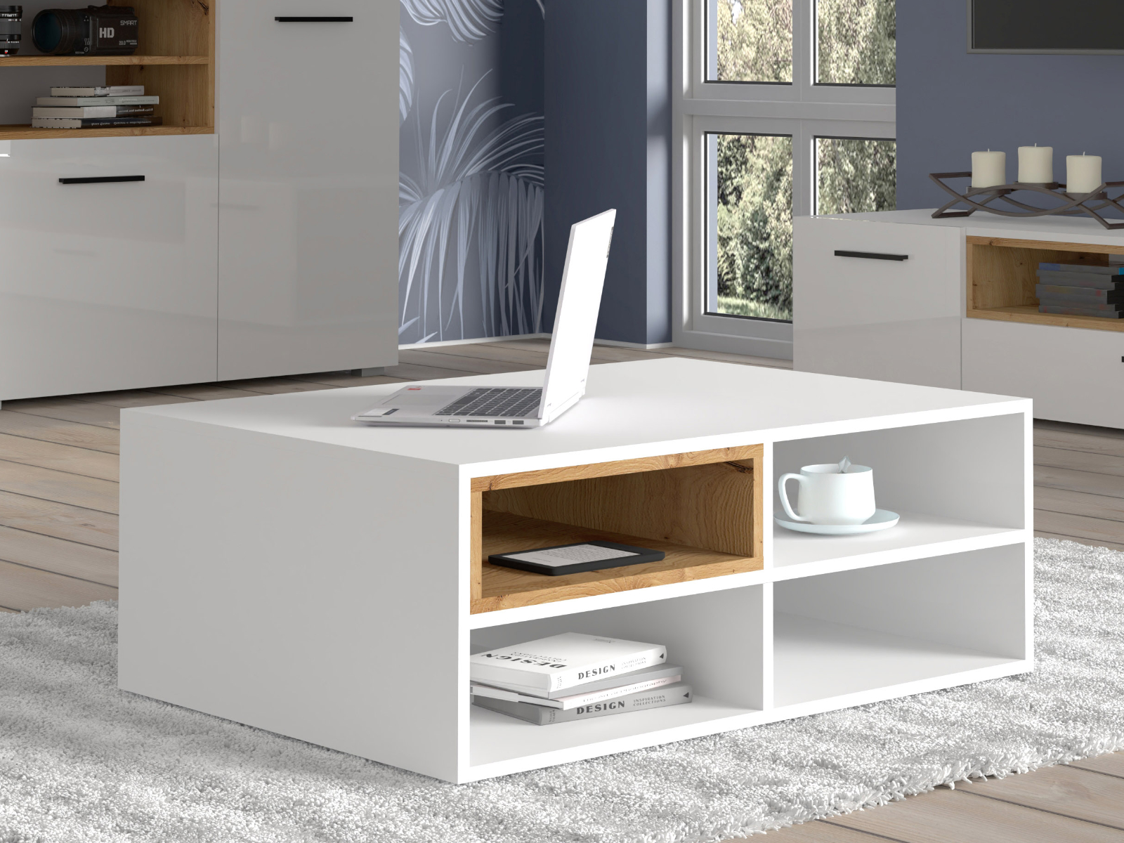 Mobistoxx Salontafel ANITA 94 cm wit/artisan eik