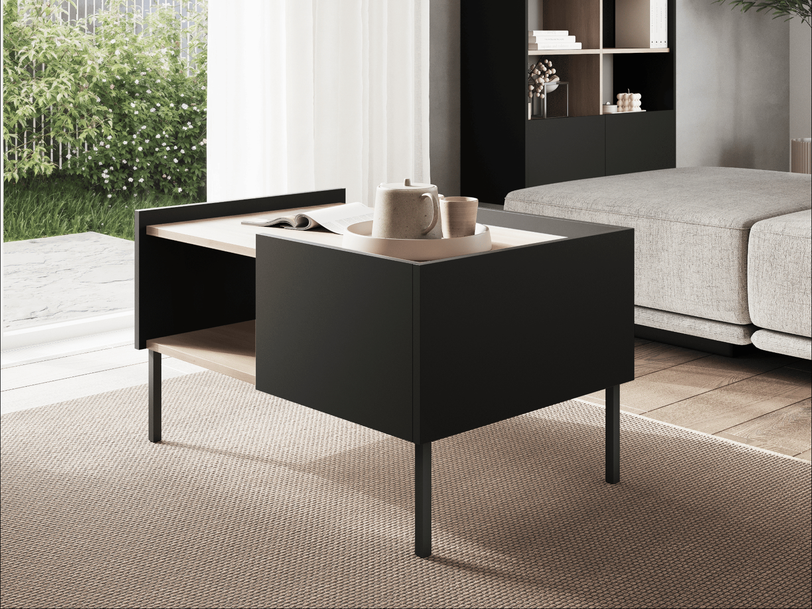 Mobistoxx Salontafel JULIE 90 cm acacia/zwart