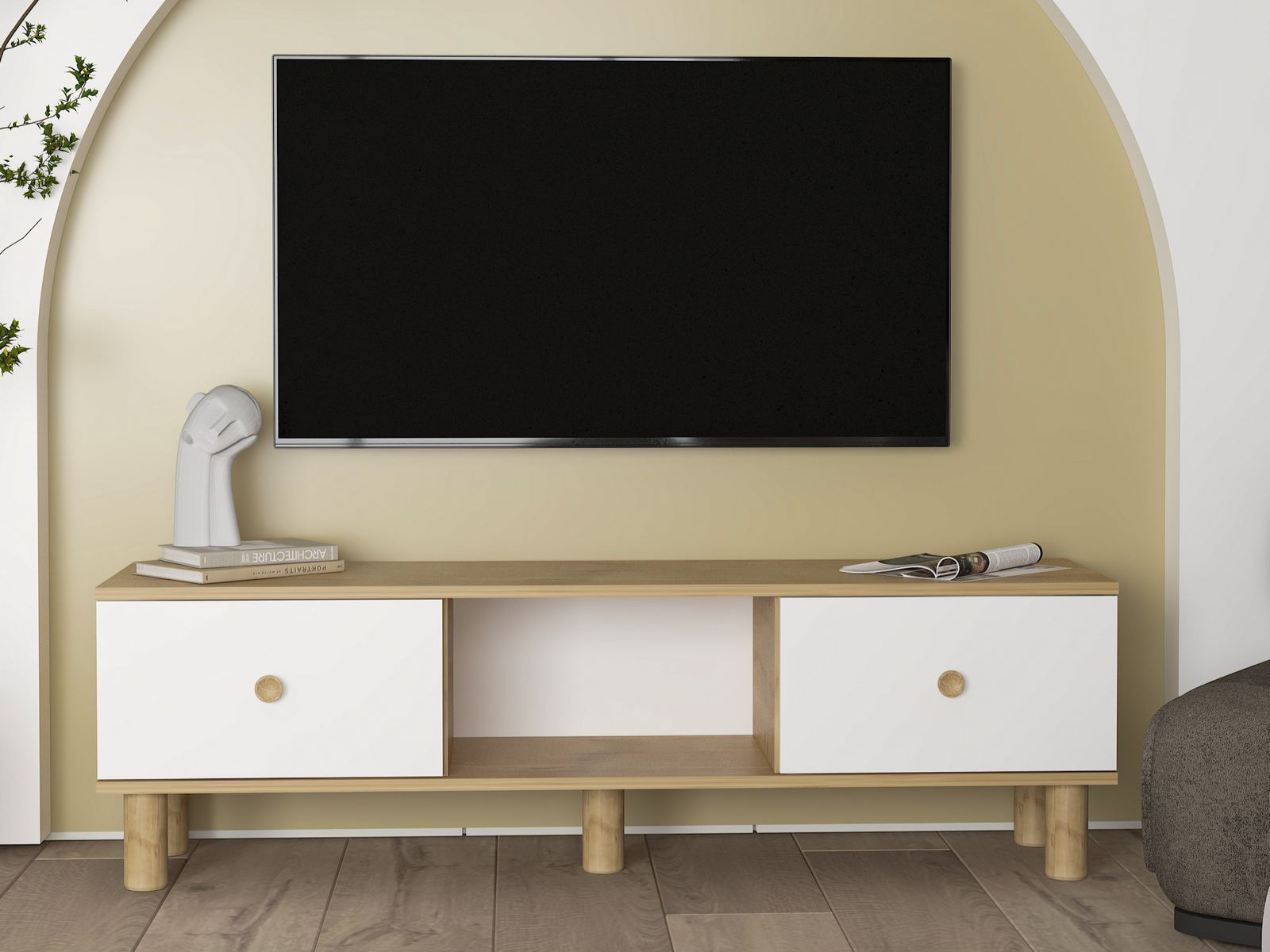 Mobistoxx Tv-meubel NOPOLY 2 deuren wit/saphire eik