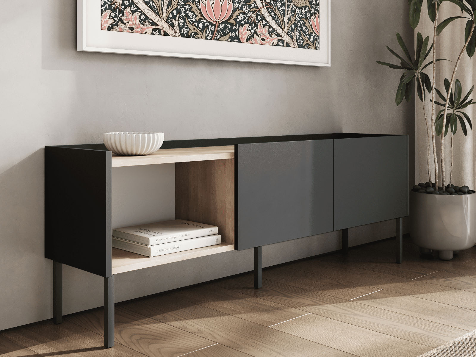 Mobistoxx Tv-meubel JULIE 2 deuren acacia/zwart