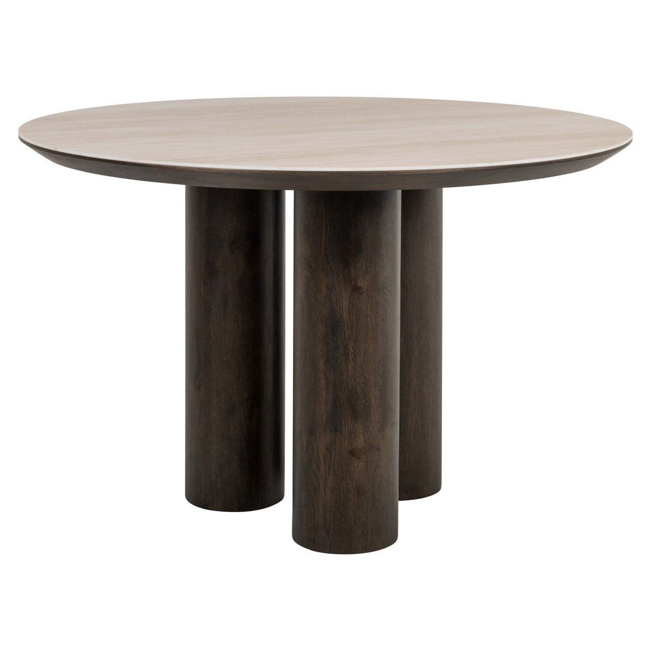 Richmond Interiors Richmond Ronde Eettafel Ritz Eiken en travertin, 120cm - Bruin