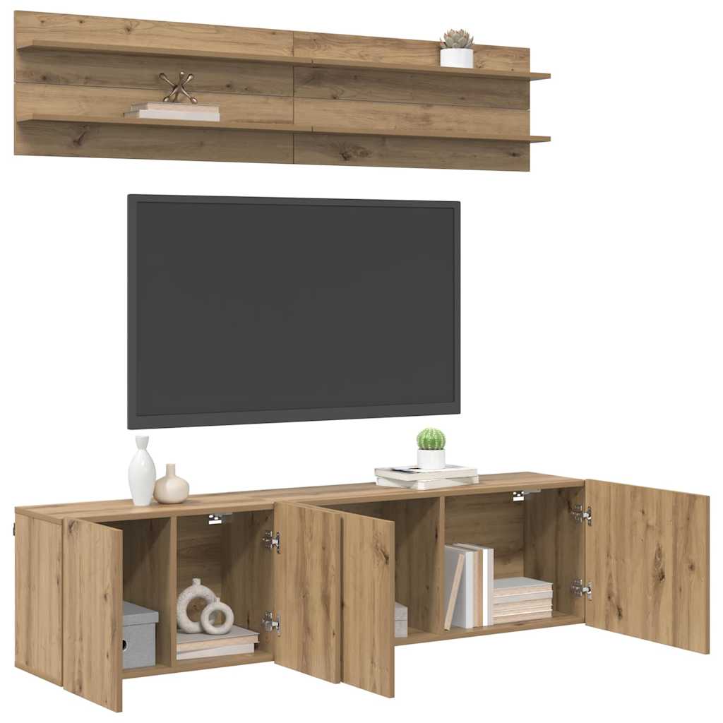 vidaXL TV Eenheden 6 pcs artisanaal eikenkleurig Bewerkt hout