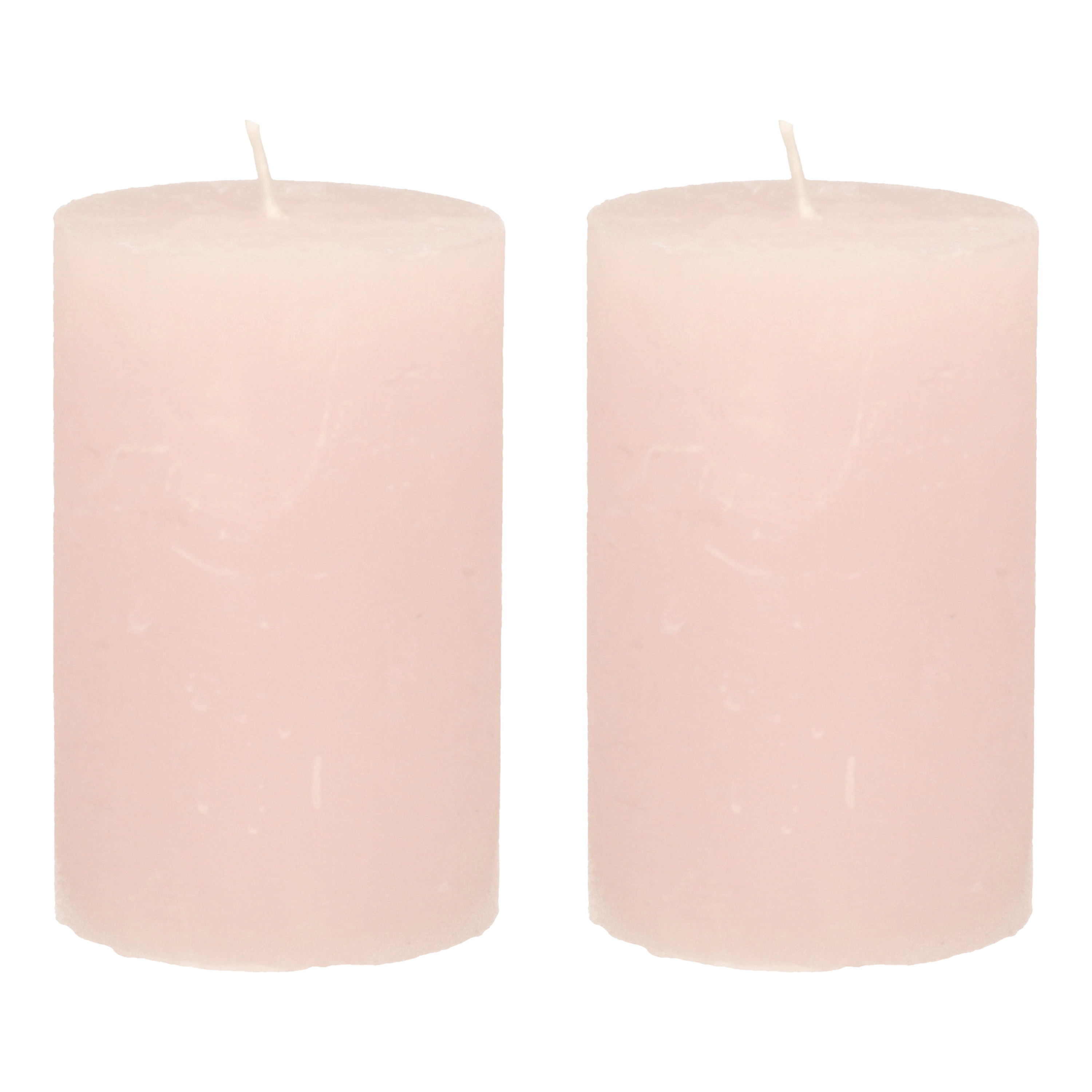 Merkloos Stompkaars - 2x - licht roze - 5 x 8 cm - klein rustiek model - cilinderkaars - kaars -