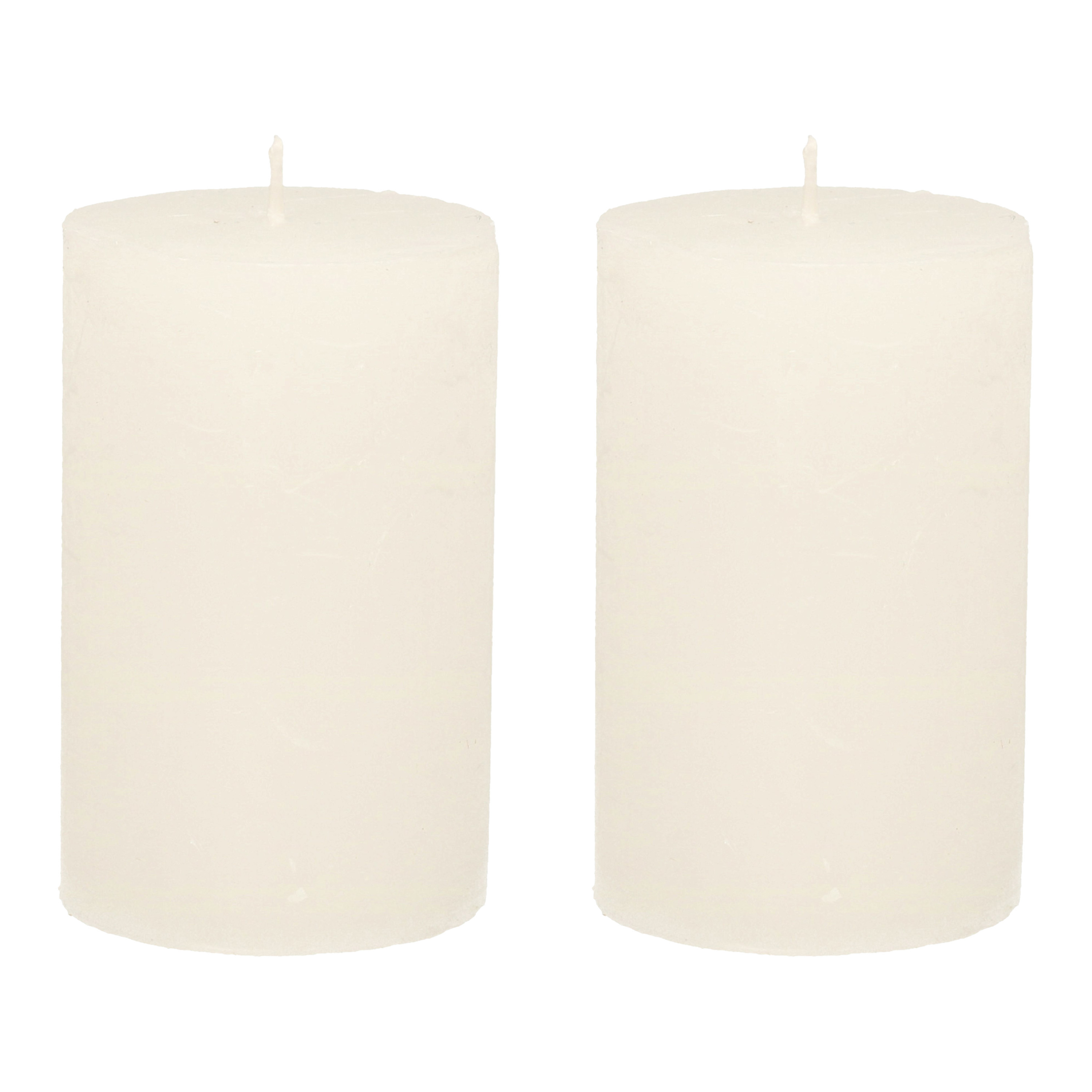 Merkloos Stompkaars - 2x - wit - 7 x 9 cm - middel rustiek model - cilinderkaars - kaars -