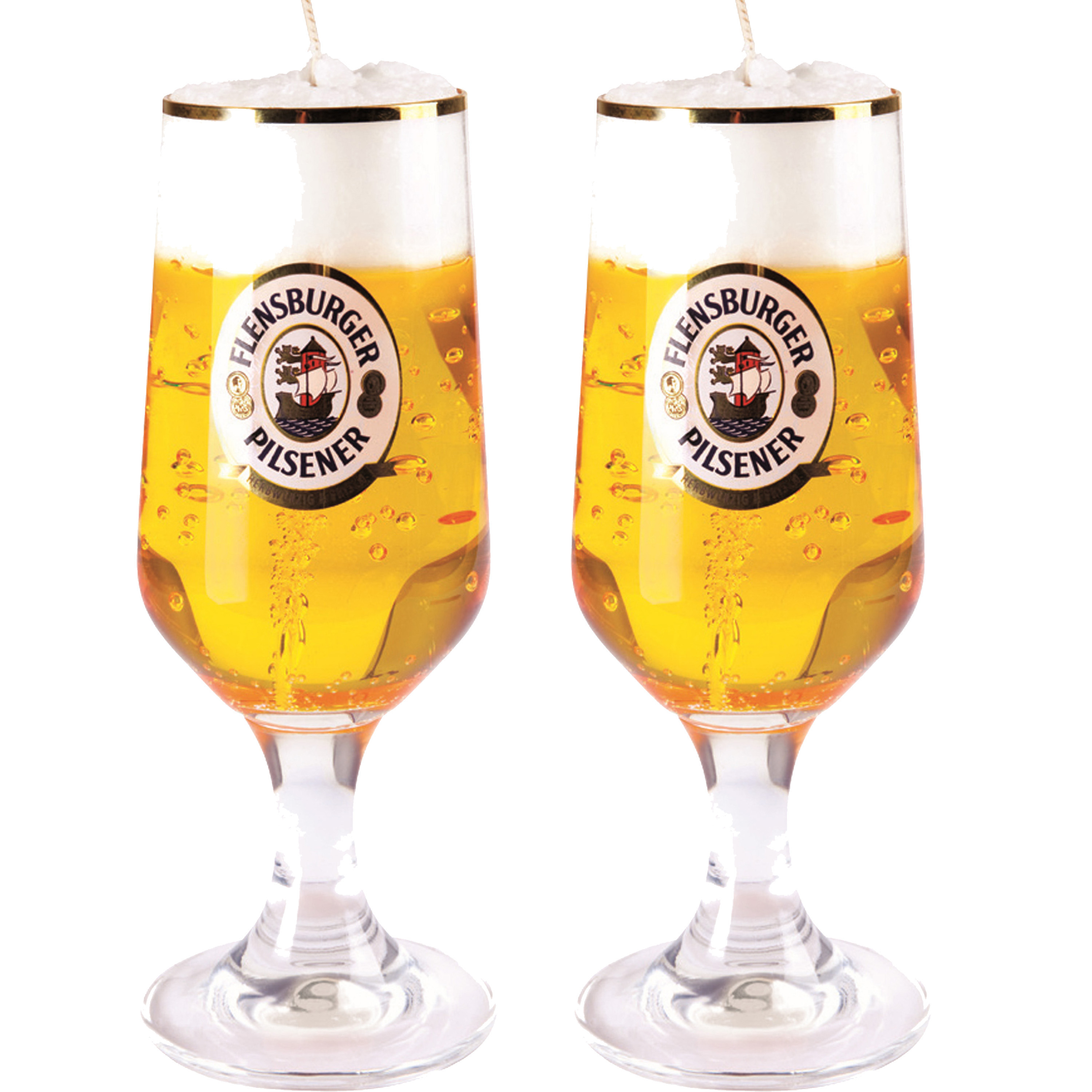 Merkloos Bierglas kaars - 2x - Duits bier - 20 cm - Bierkaars cadeau - Vaderdag en verjaardag gadget -