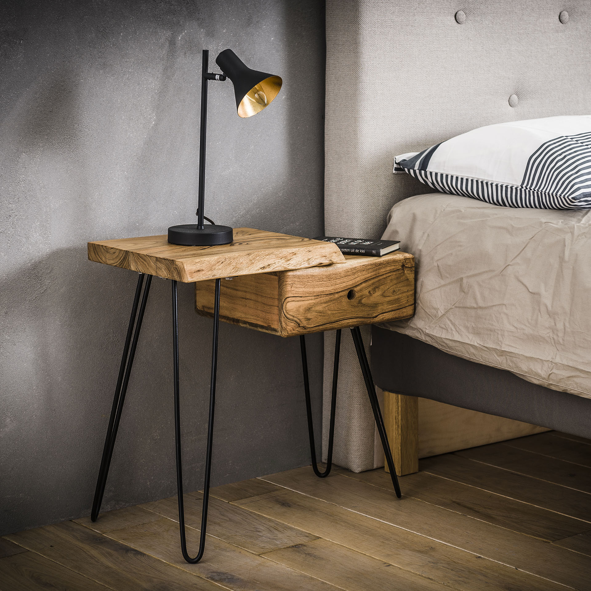 LifestyleFurn Nachtkastje Geena Acacia, Links - Hout