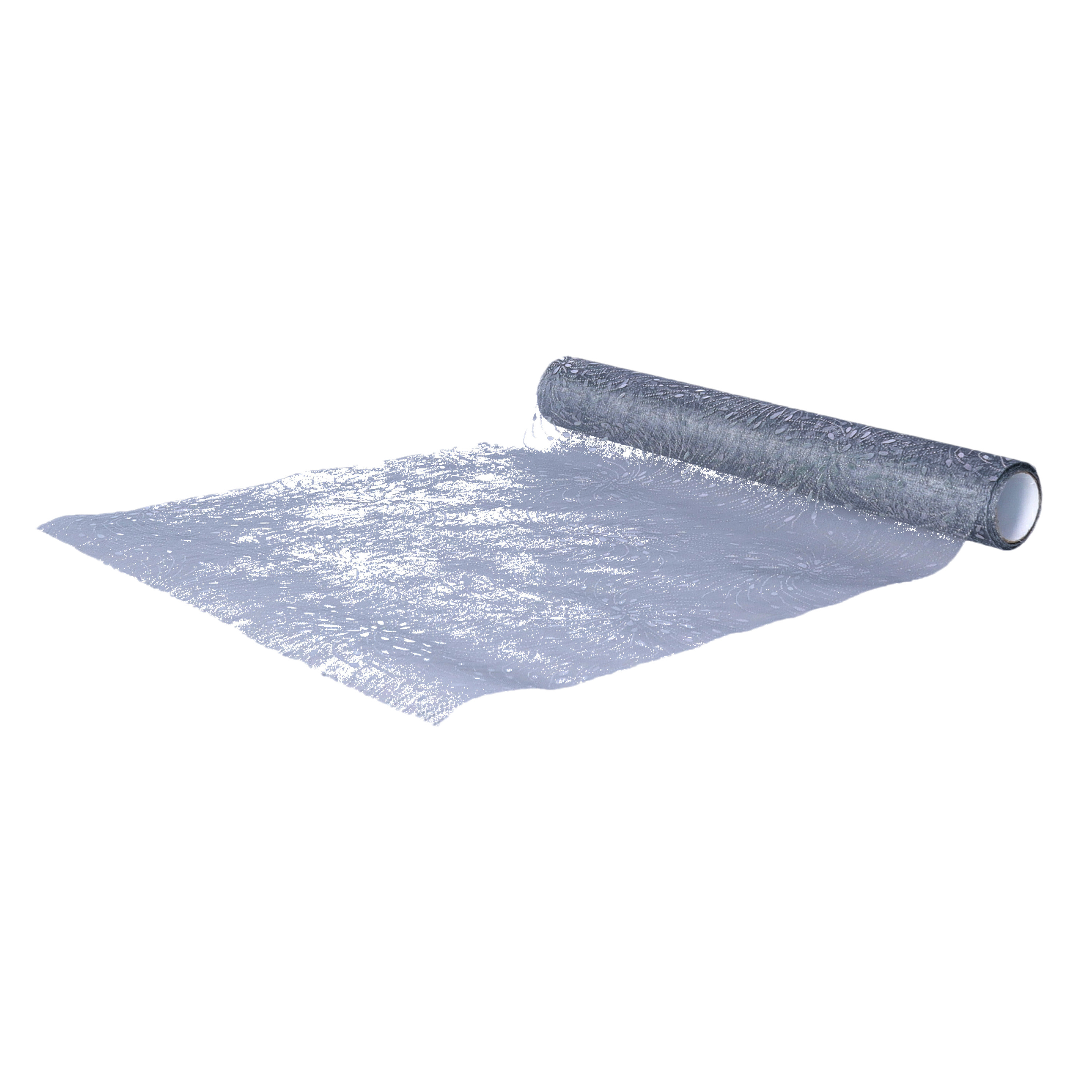 Atmosphera Kerst decoratie stof of tafelloper - zilver vuurwerk - 28 x 500 cm - organza -