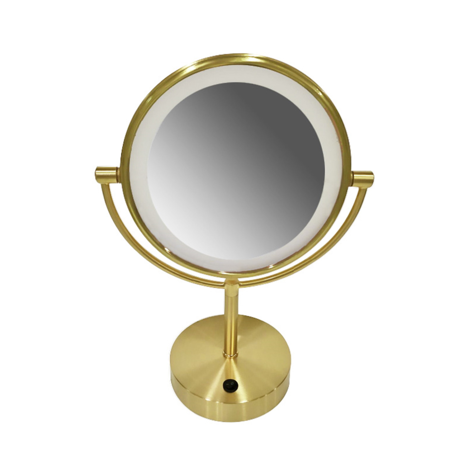 Boss & Wessing OUTLET Scheer- en Cosmeticaspiegel BWS Staand Met LED Geborsteld Messing Goud