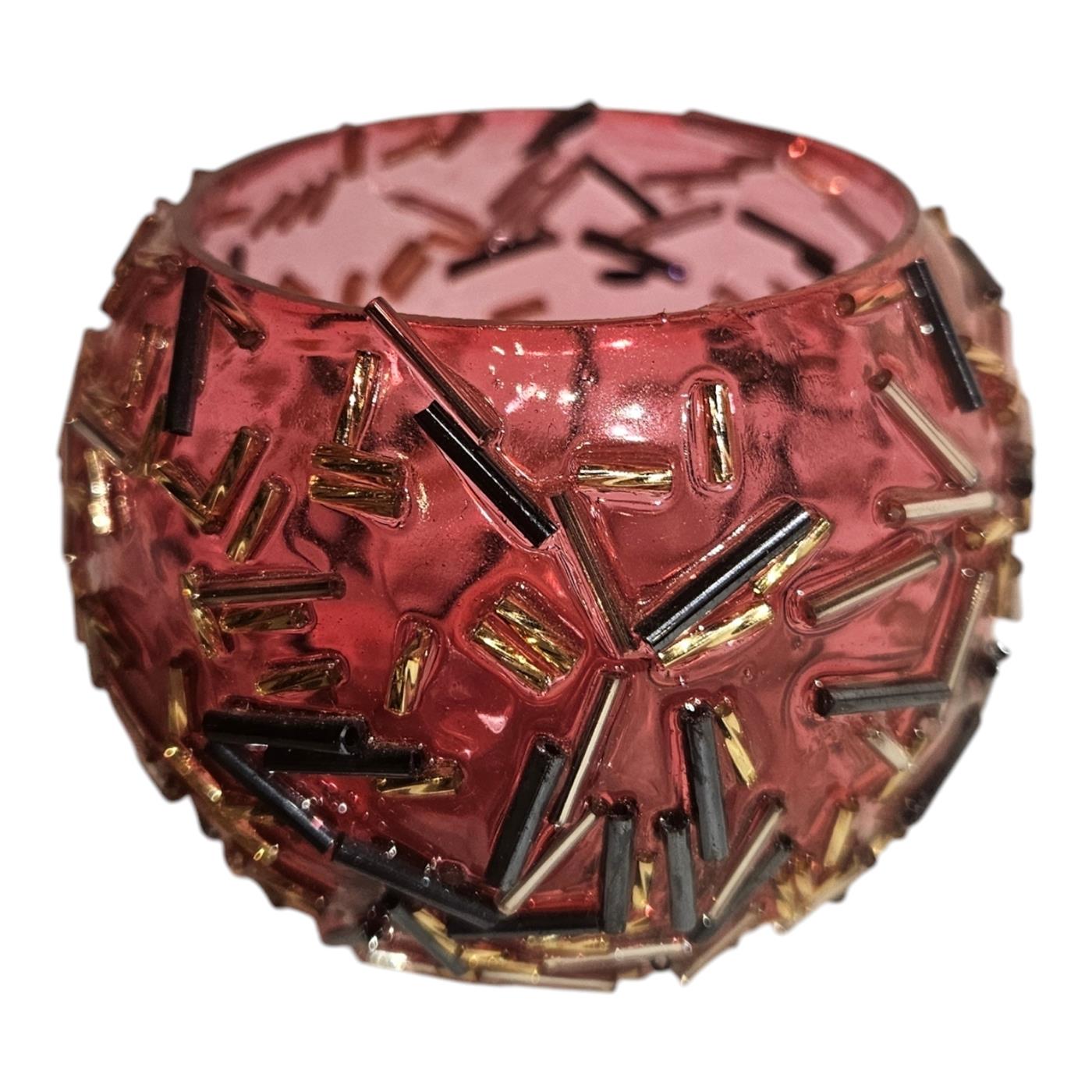 Mansion Atmosphere Glazen bol rood 6,5x8,5x7cm