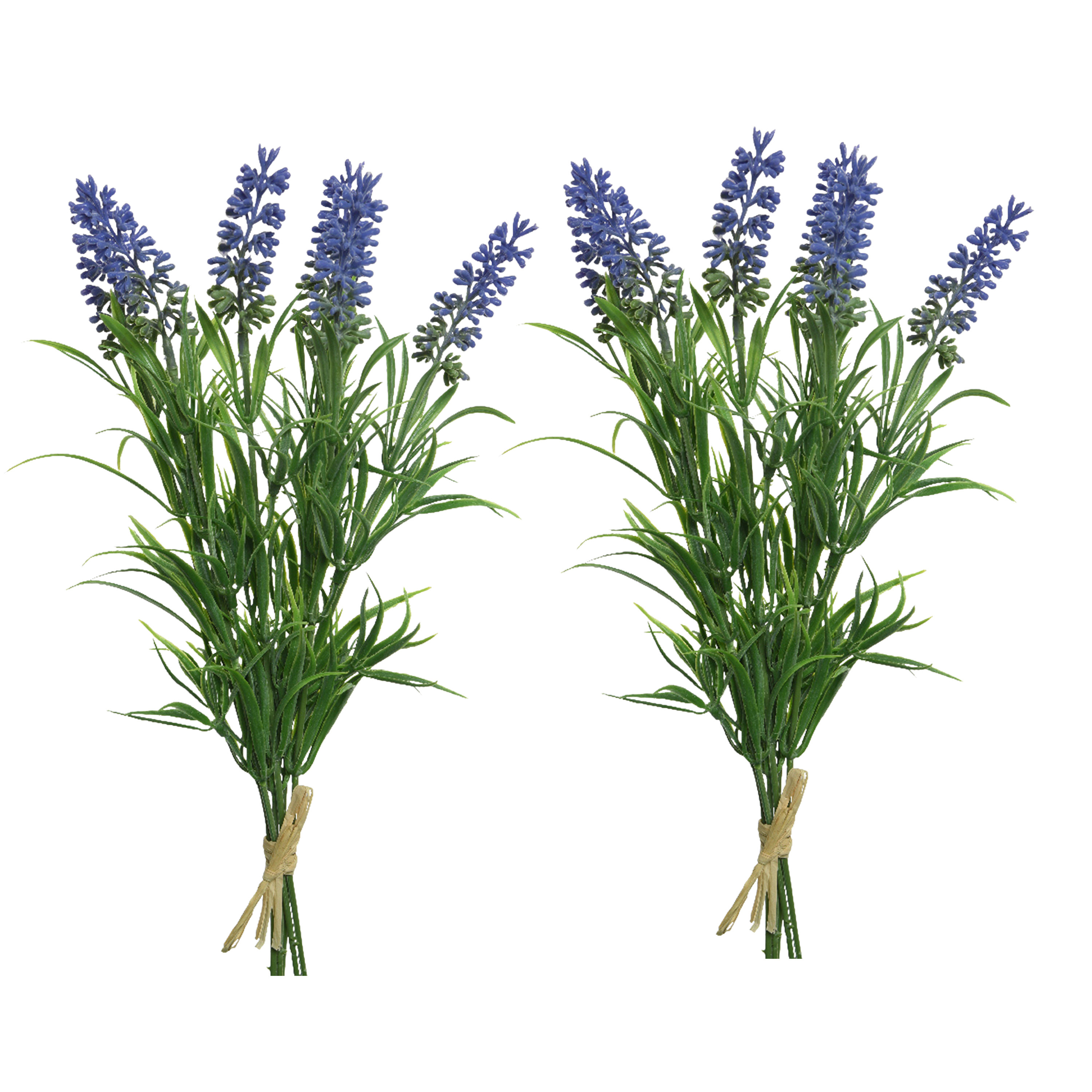 Merkloos Lavendel kunstplant - 2x - bosje - bundeltje - paars - 8 x 10 x 21 cm -