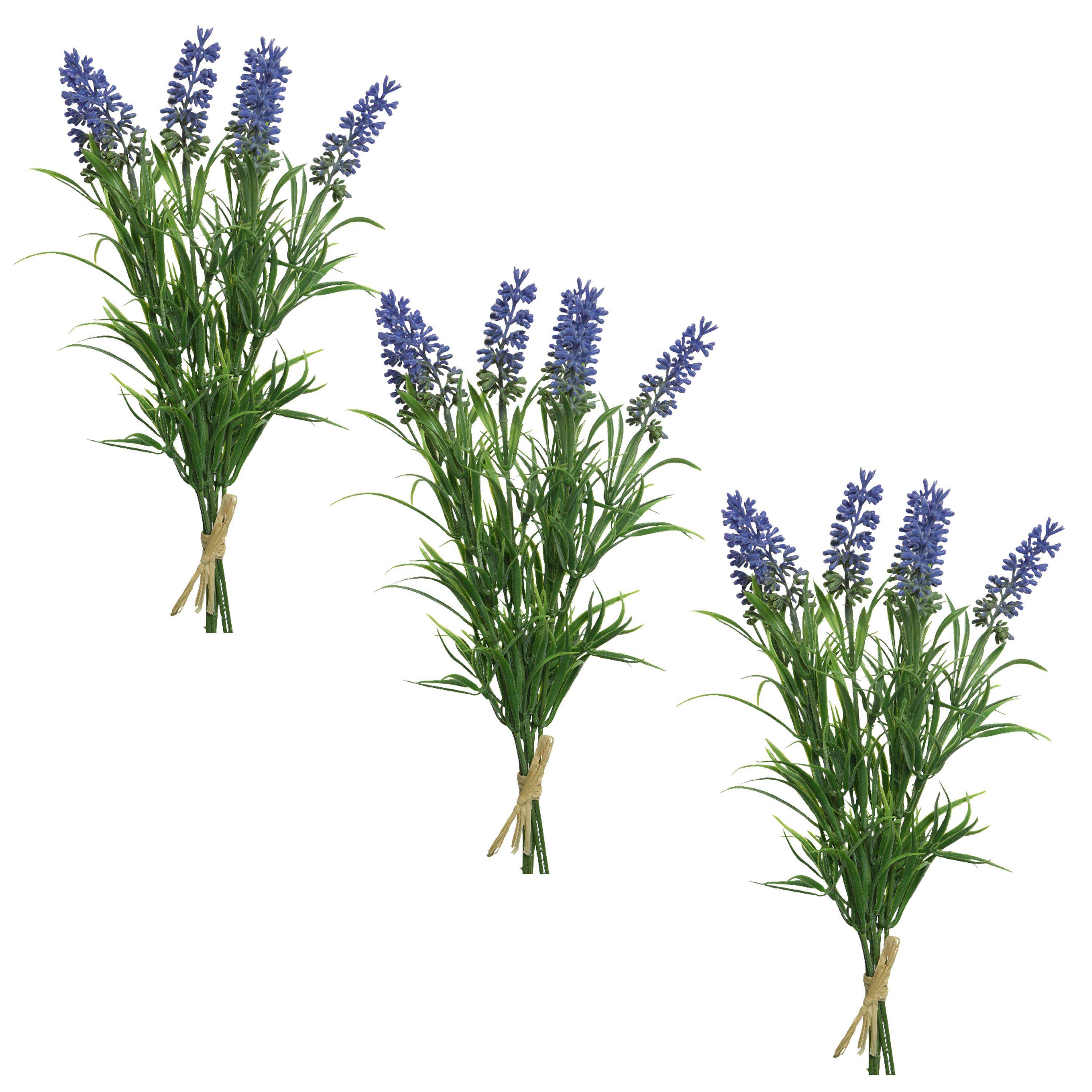 Merkloos Lavendel kunstplant - 3x - bosje - bundeltje - paars - 8 x 10 x 21 cm -