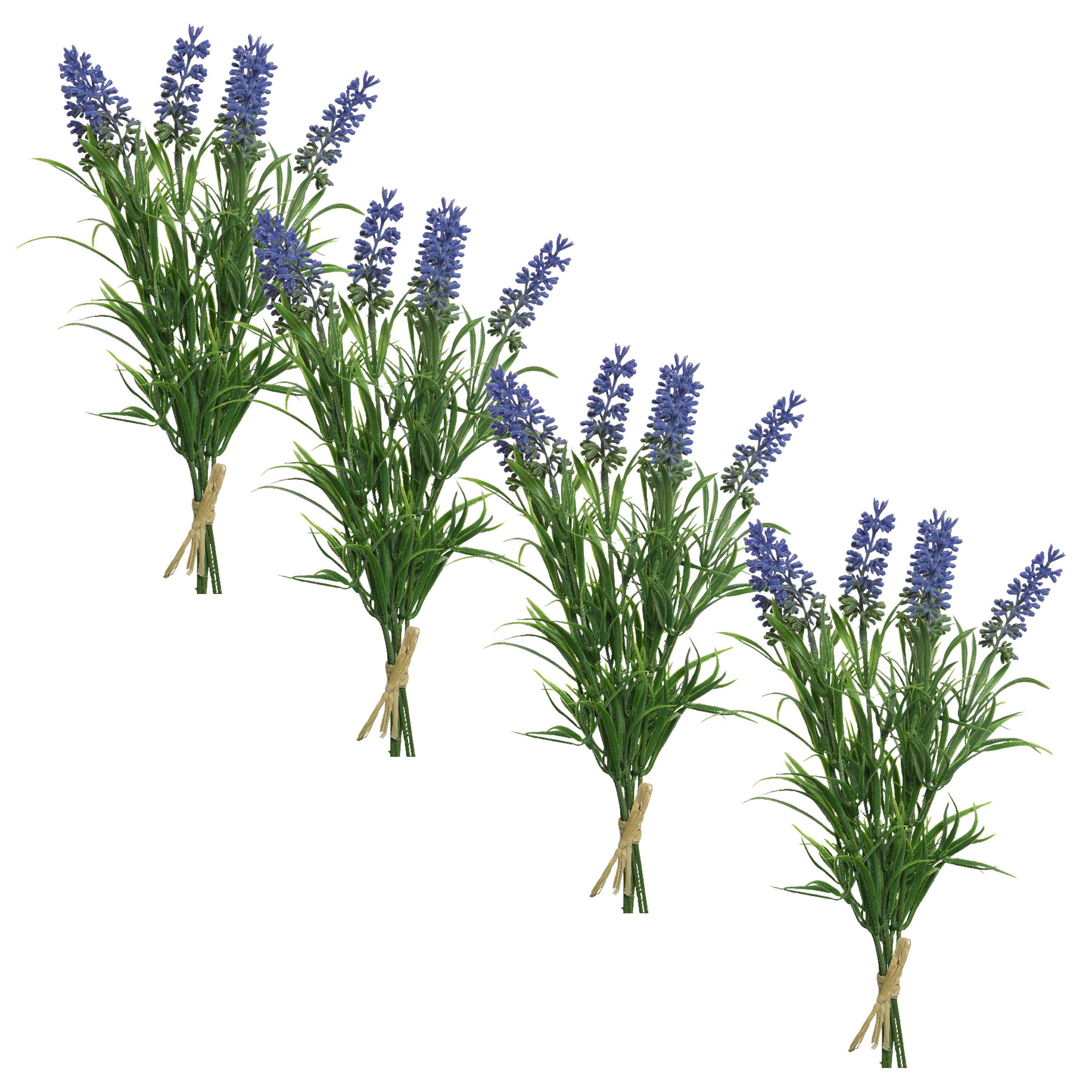 Merkloos Lavendel kunstplant - 4x - bosje - bundeltje - paars - 8 x 10 x 21 cm -