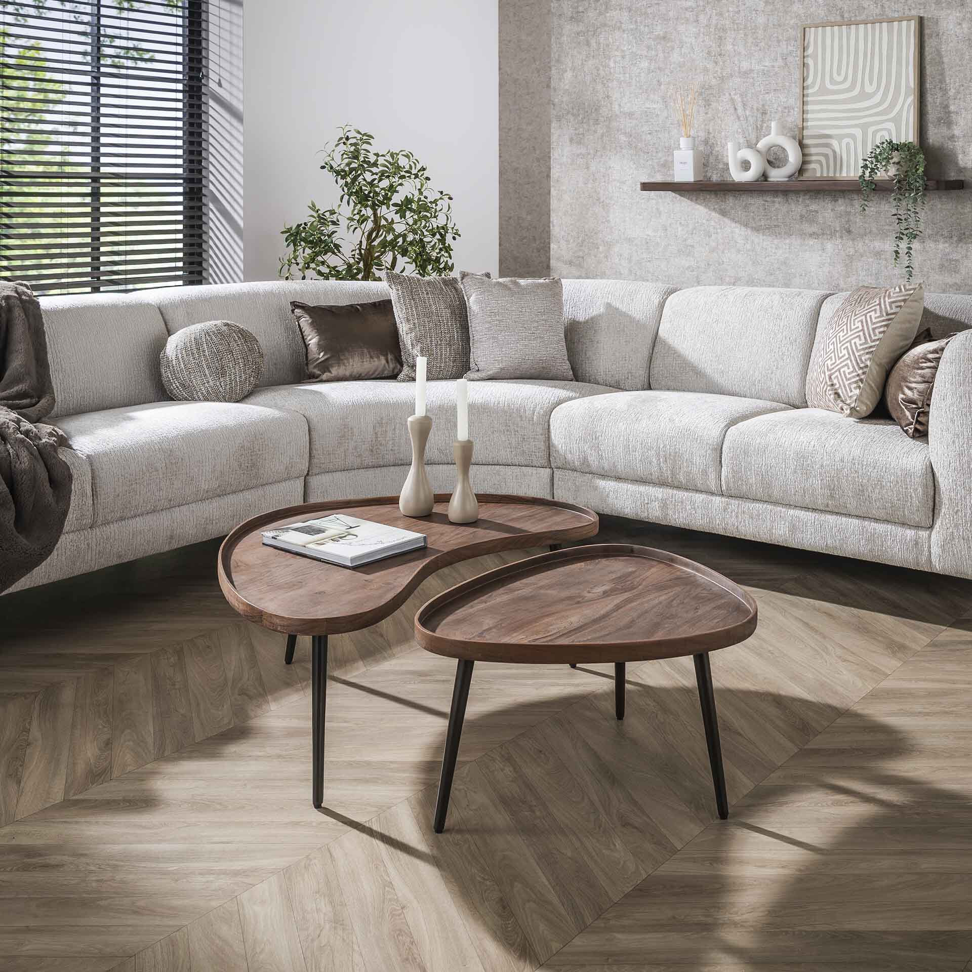 LifestyleFurn Organische Salontafel Alania Acaciahout, 103 x 55cm - Massief acacia bruin