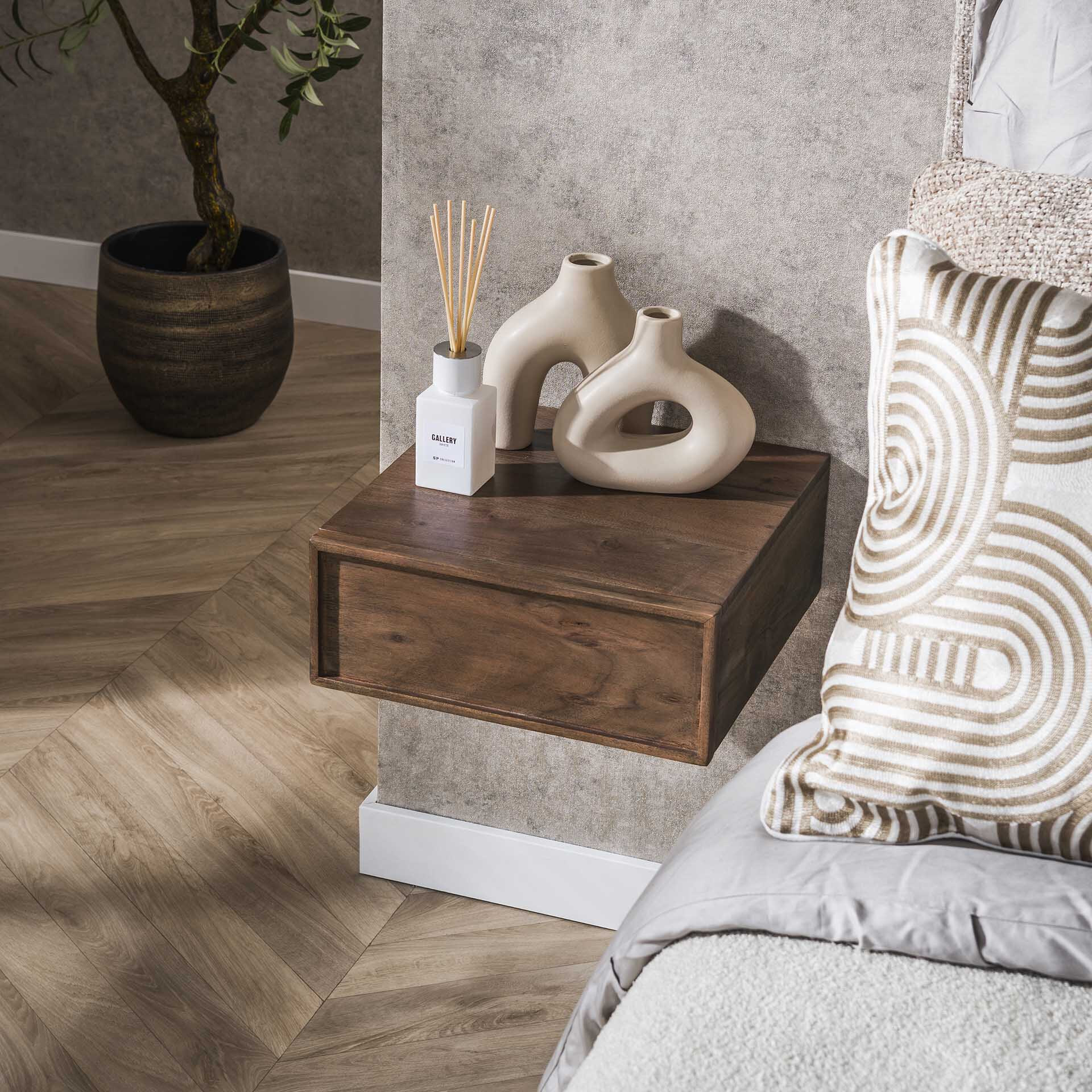 LifestyleFurn Zwevend Nachtkastje Baila Acaciahout - Massief acacia bruin